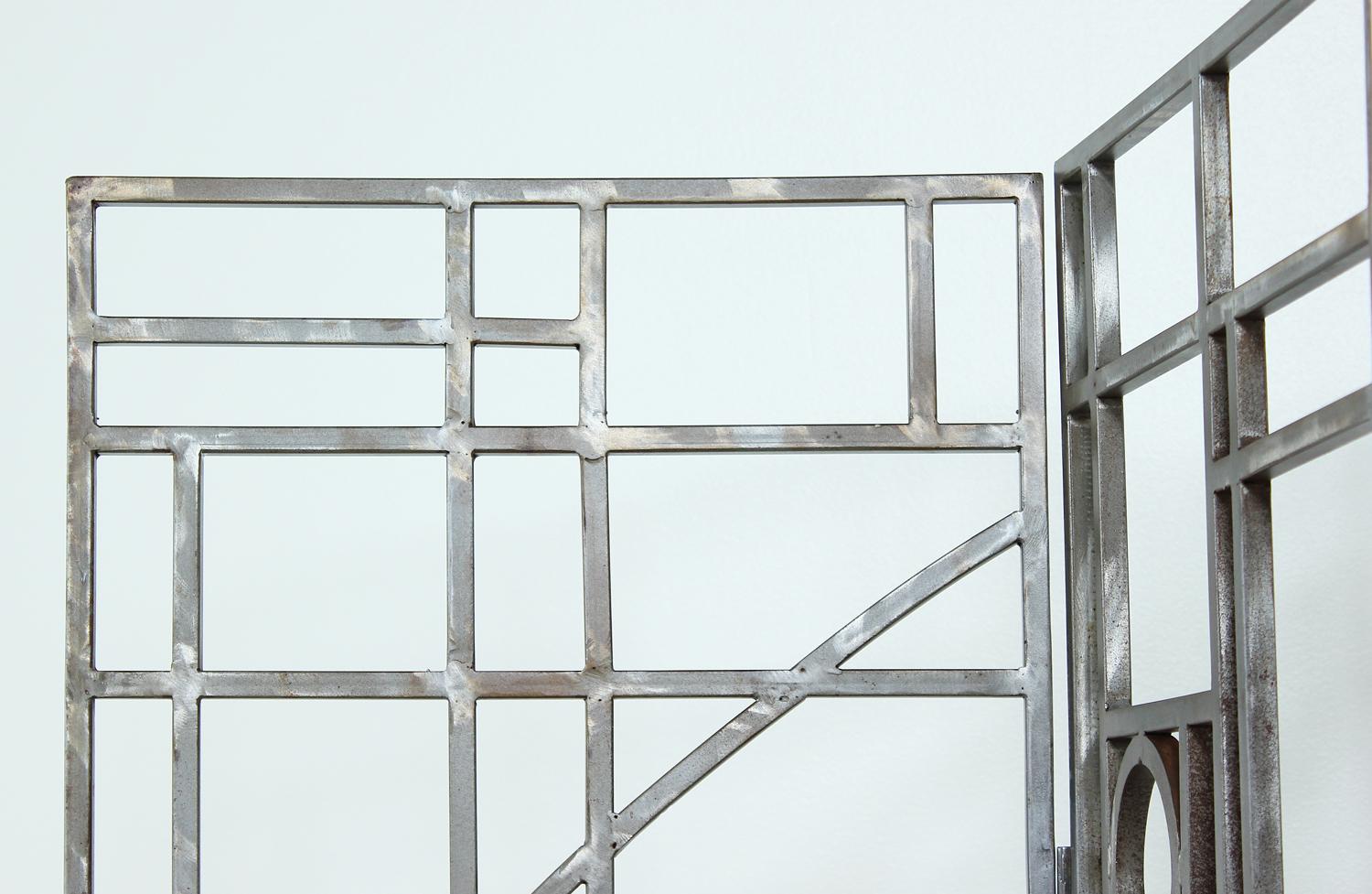 Metal Post-Modern Geometric Folding Room Divider by Robert Sonneman