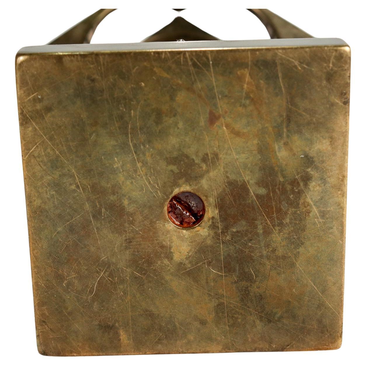 Midcentury Geometric Machined Bronze Turner's Cube Desk Paperweight / Sculpture In Good Condition In Philadelphia, PA
