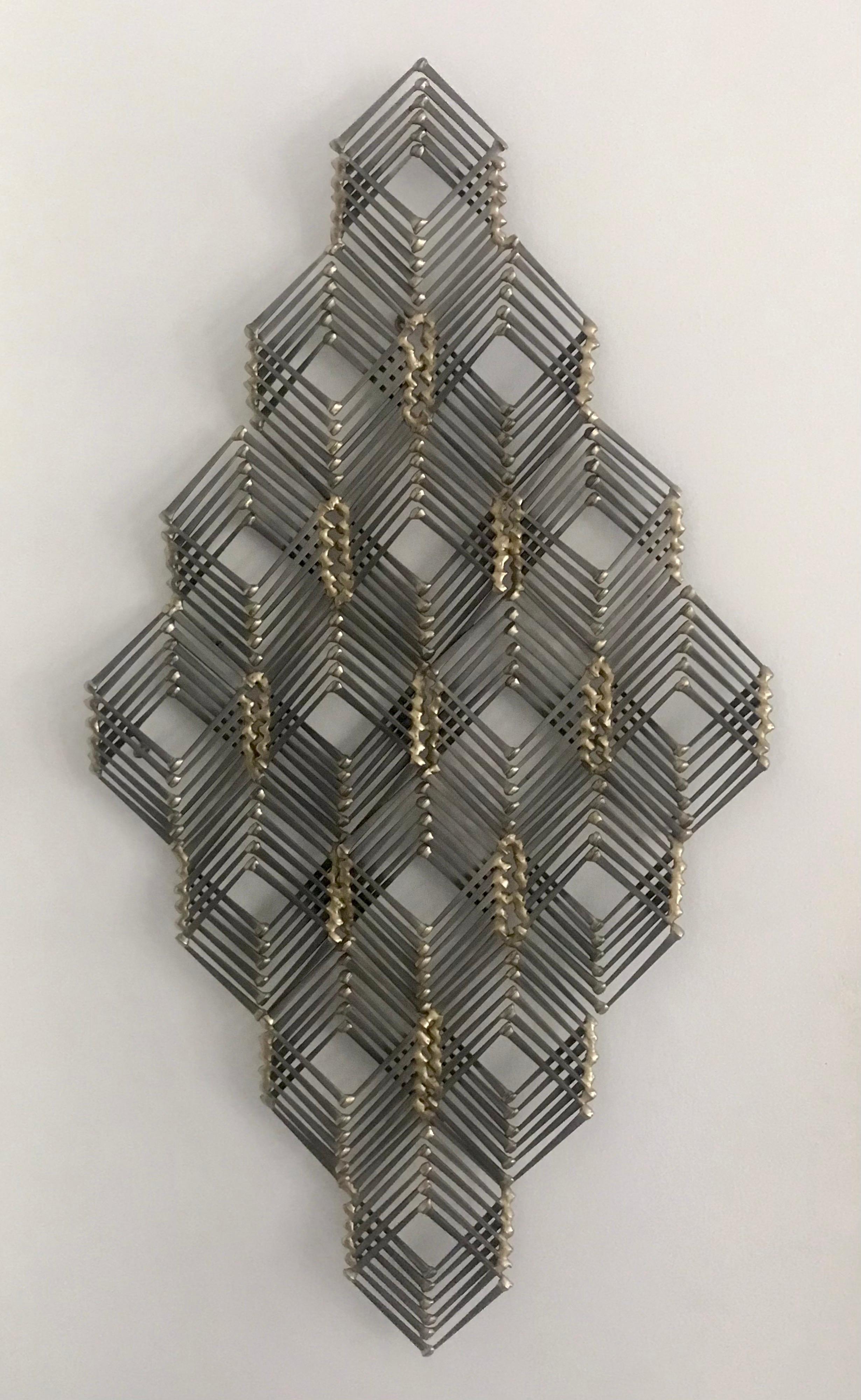 Mid Century Geometric Metal and Brass Wall Sculpture 1