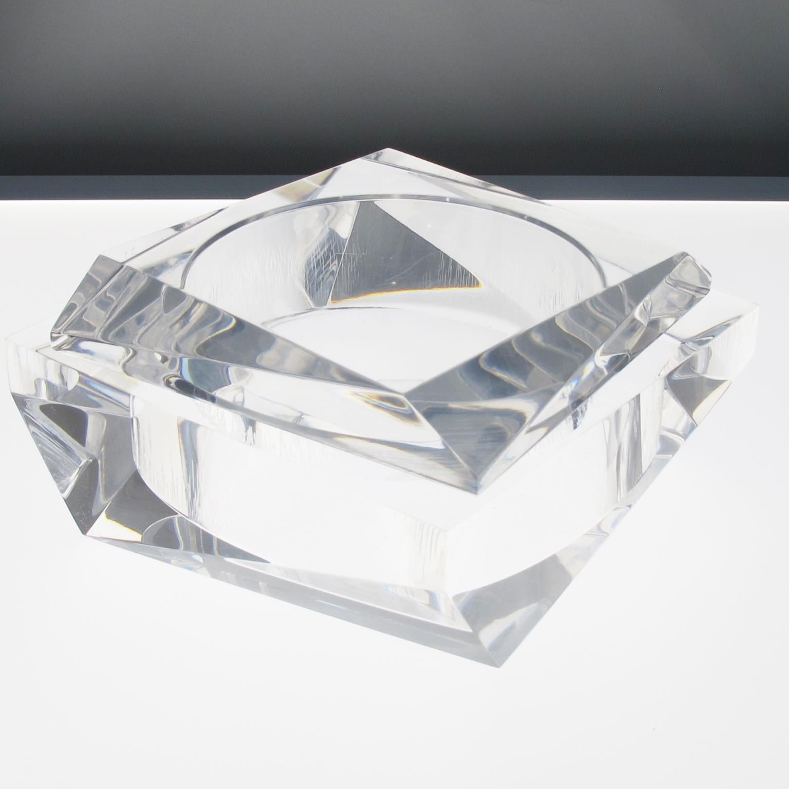 Mid-Century Geometric Plexiglass Lucite Box, 1960s 3