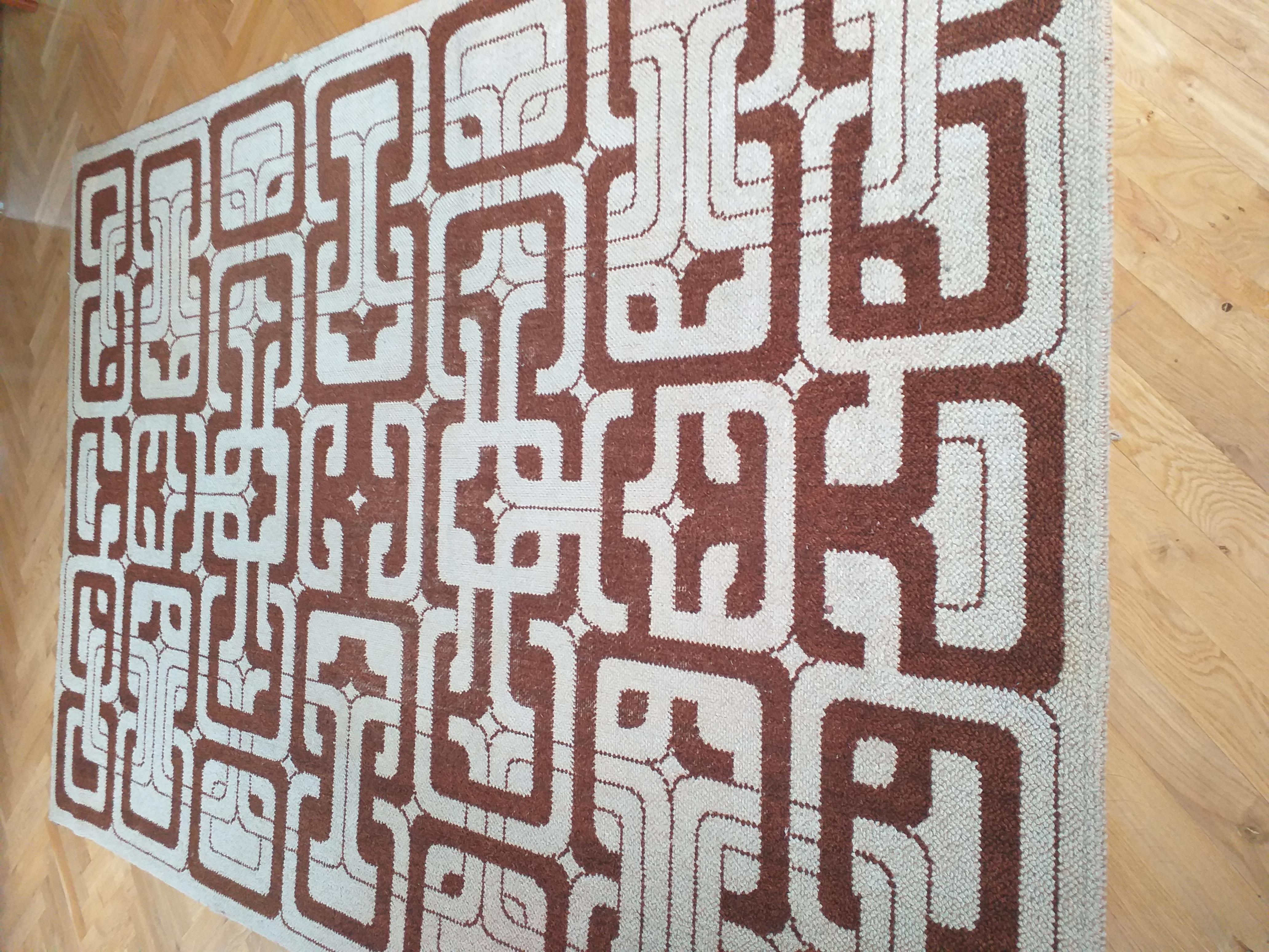 Midcentury Geometric Rug / Carpet in Ege Rya Style, Denmark, 1960s In Good Condition In Praha, CZ