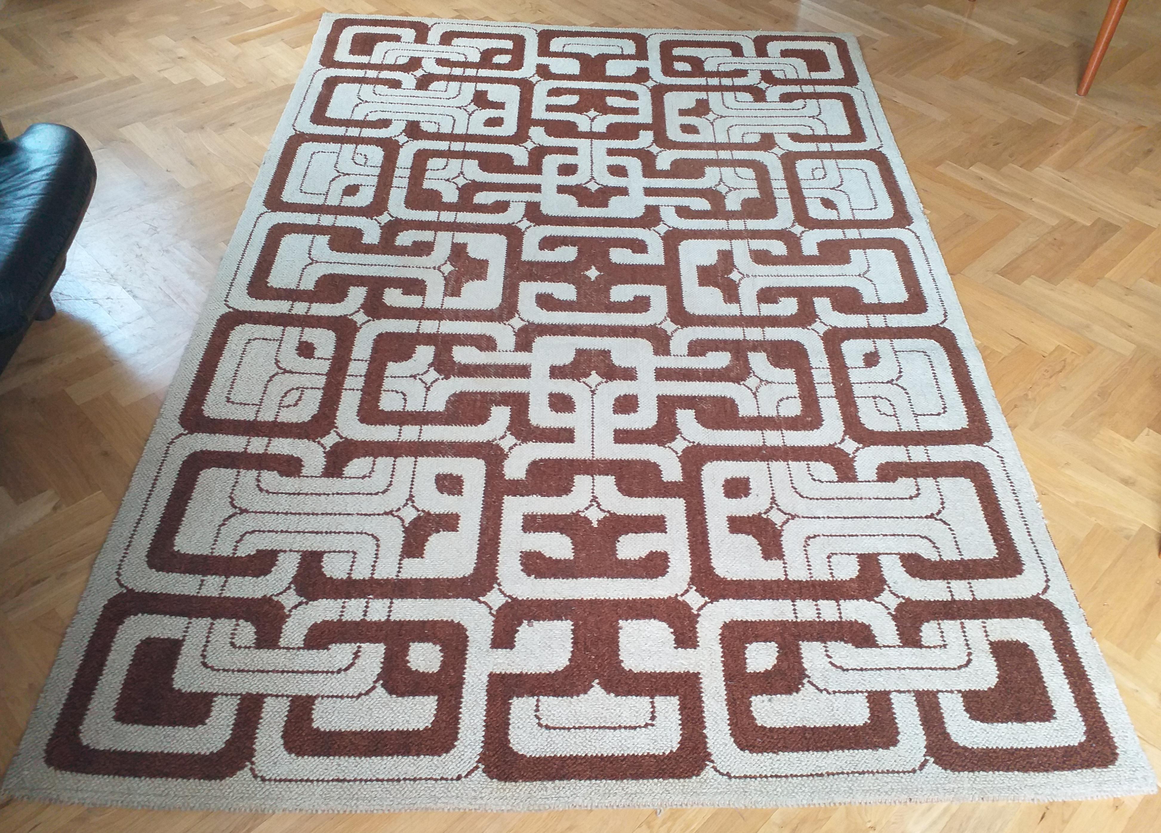 Mid-20th Century Midcentury Geometric Rug / Carpet in Ege Rya Style, Denmark, 1960s