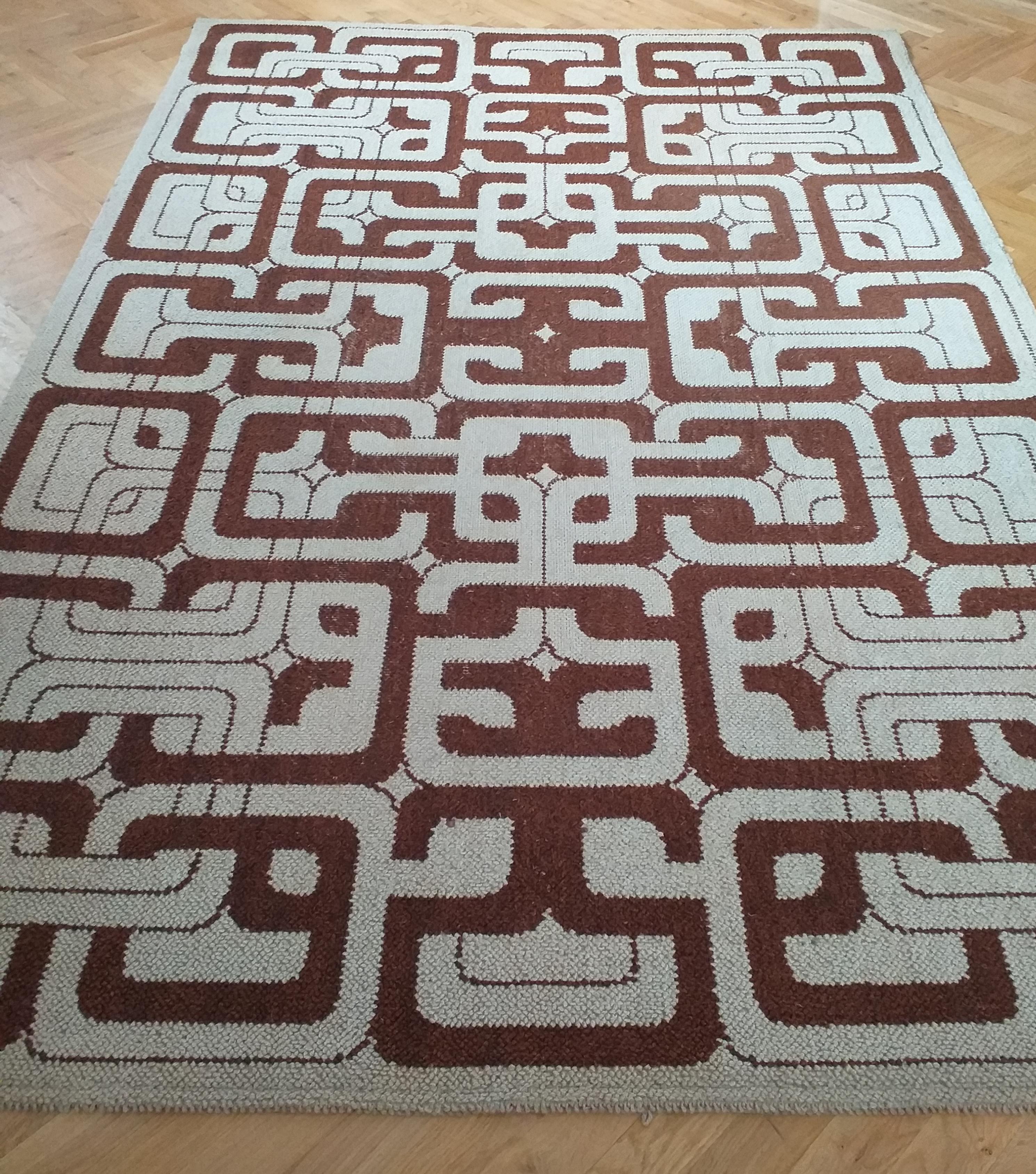 Midcentury Geometric Rug / Carpet in Ege Rya Style, Denmark, 1960s 1