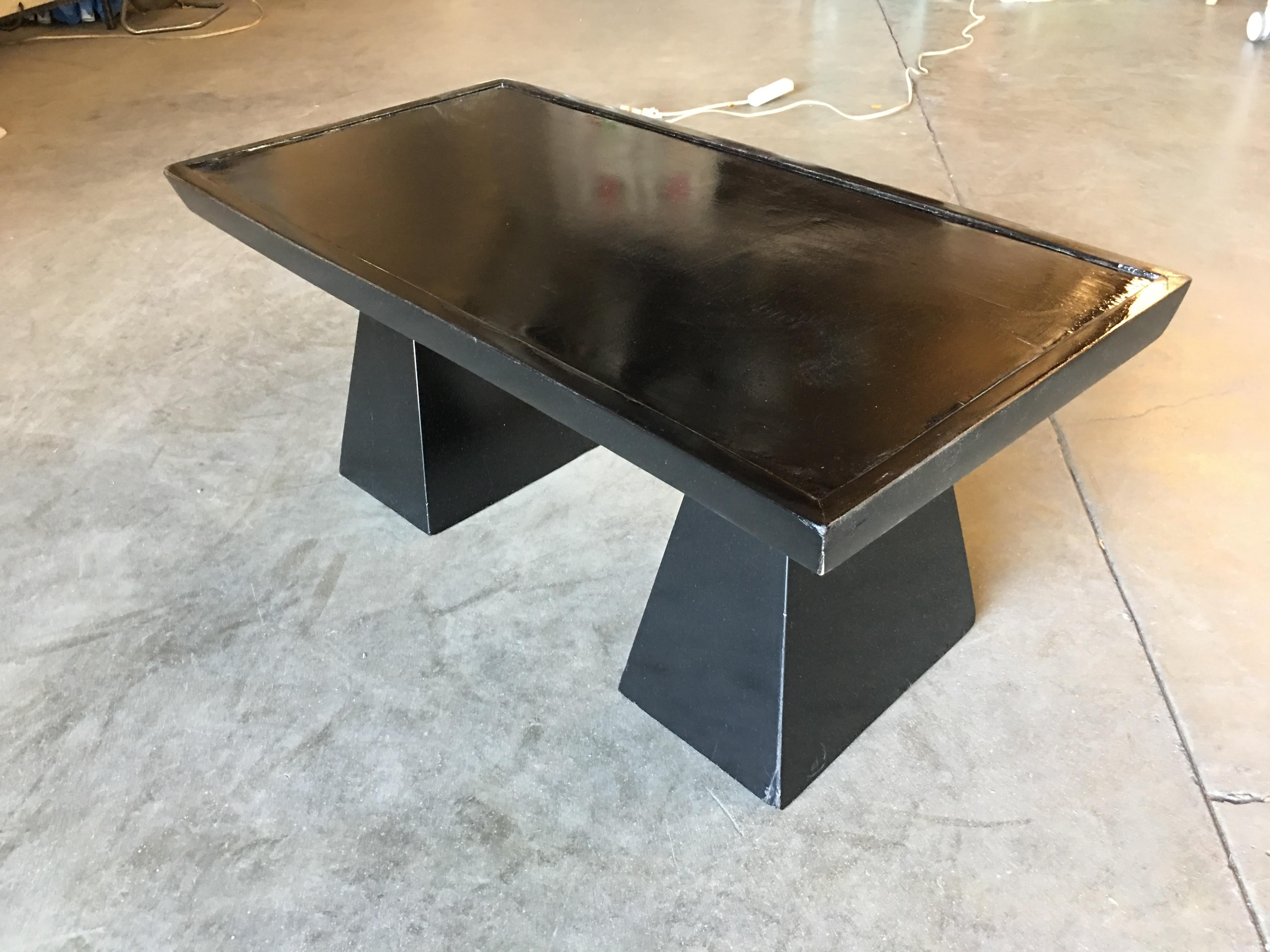 black geometric coffee table