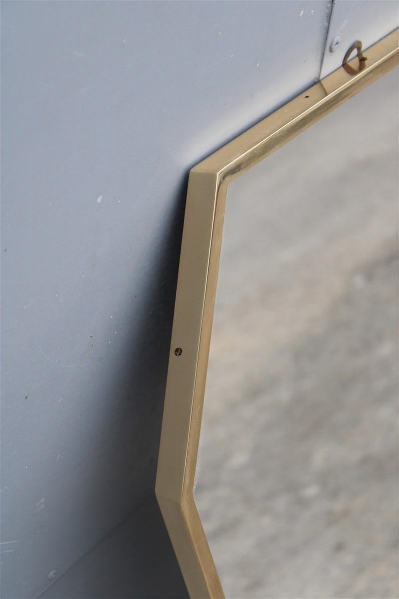 Mid-Century Modern Midcentury Geometric Shape Wall Mirror in Solid Brass 1950s Made in Italy For Sale