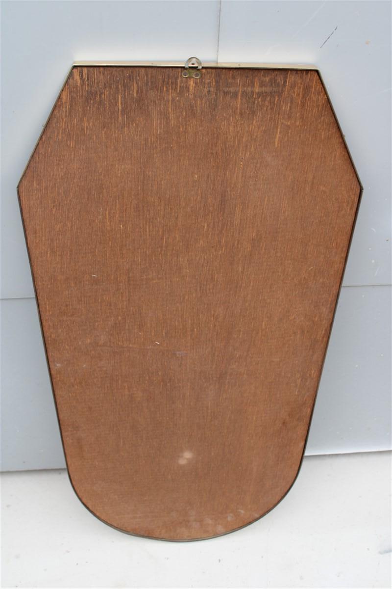 Mid-20th Century Midcentury Geometric Shape Wall Mirror in Solid Brass 1950s Made in Italy For Sale