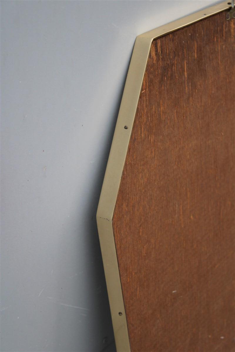 Midcentury Geometric Shape Wall Mirror in Solid Brass 1950s Made in Italy For Sale 1