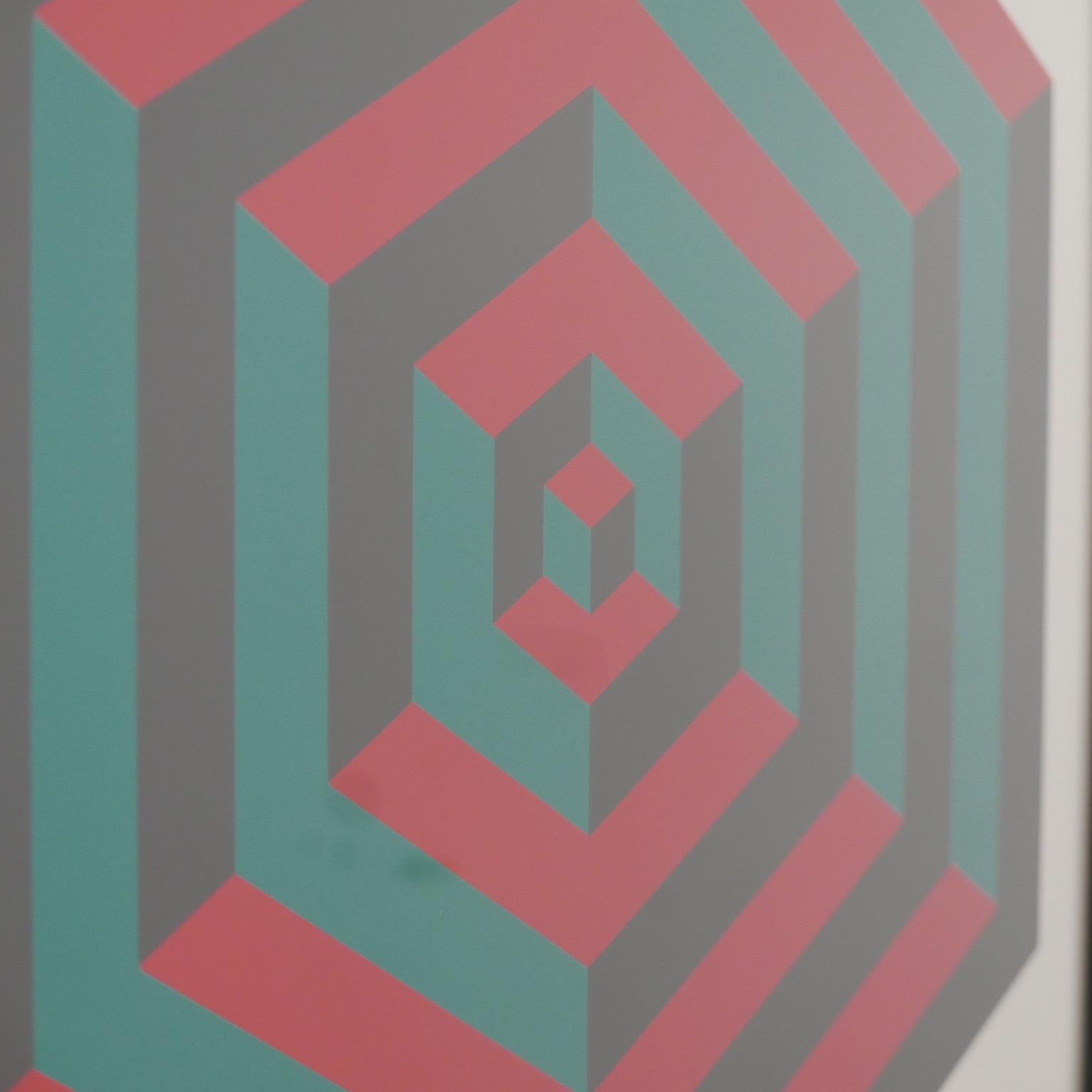 Midcentury Geometric Signed Print Artwork 'No.1' In Good Condition For Sale In London, GB