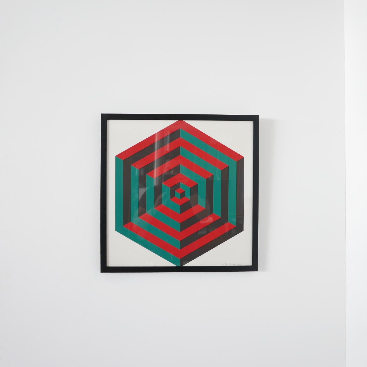 Paper Midcentury Geometric Signed Print Artwork 'No.1' For Sale