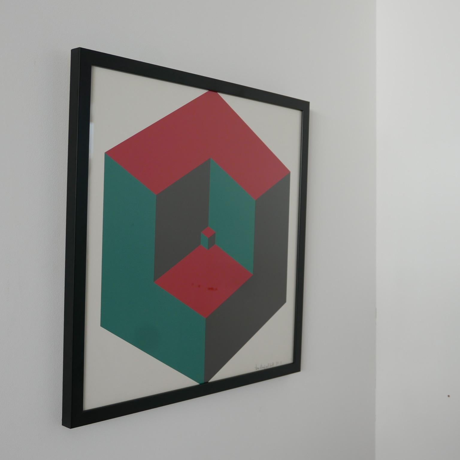 Mid-Century Modern Midcentury Geometric Signed Print Artwork 'No.4' For Sale