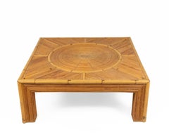 Midcentury Geometric Square Bamboo Coffee Table