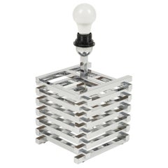 Lampe de bureau géométrique mi-siècle en chrome de Romeo Rega, Italie, années 1970