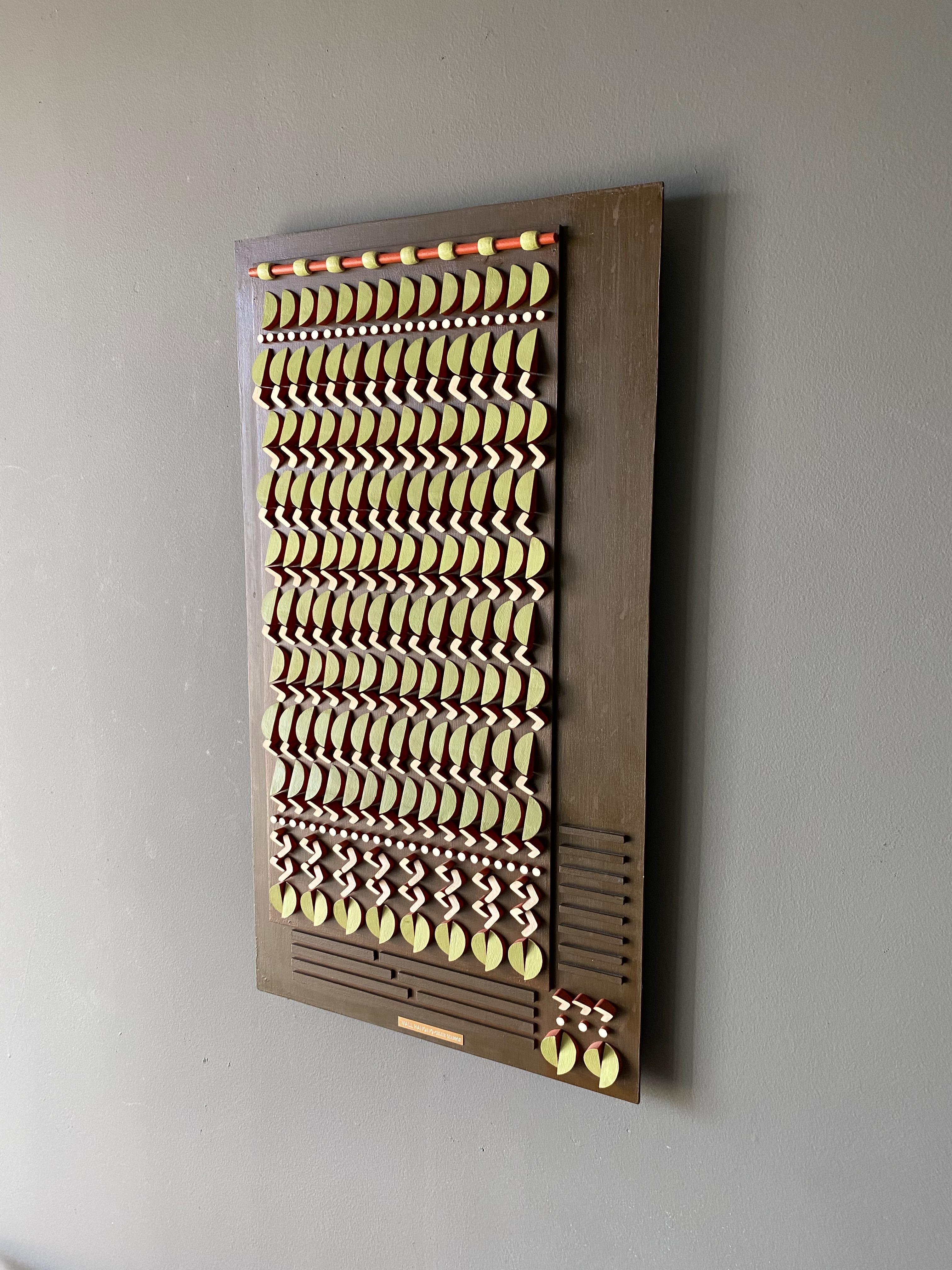 Mid-Century Modern Mid Century Geometric Wall Hanging Wooden Art by Celine Quarroz, circa 1970s