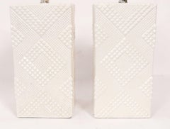Mid Century Geometric White Ceramic Lamps