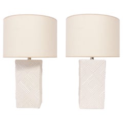 Mid Century Geometric White Ceramic Lamps Mid Century Geometric White Ceramic Lamps