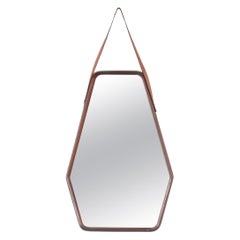 Mid-Century Geometric Wooden Wall Mirror, 60s Italy