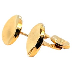 Retro Mid Century Georg Jensen 18 Karat Yellow Gold Modernist Disk Cufflinks