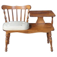 Mid Century George B Bent Maple Telephone Phone Gossip Bench Seat 34"