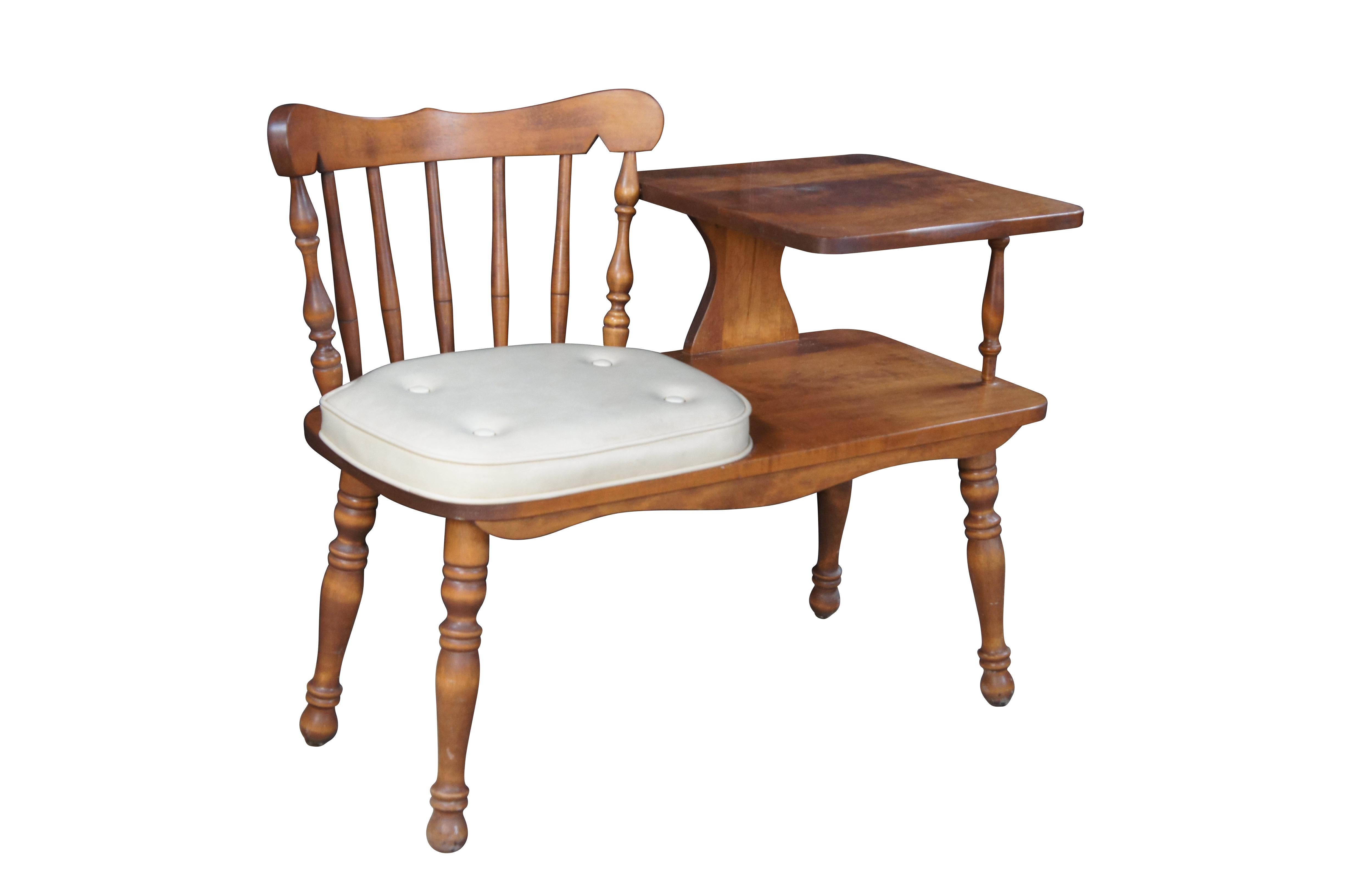 American Colonial Mid Century George B Bent Maple Telephone Phone Gossip Bench Seat 34