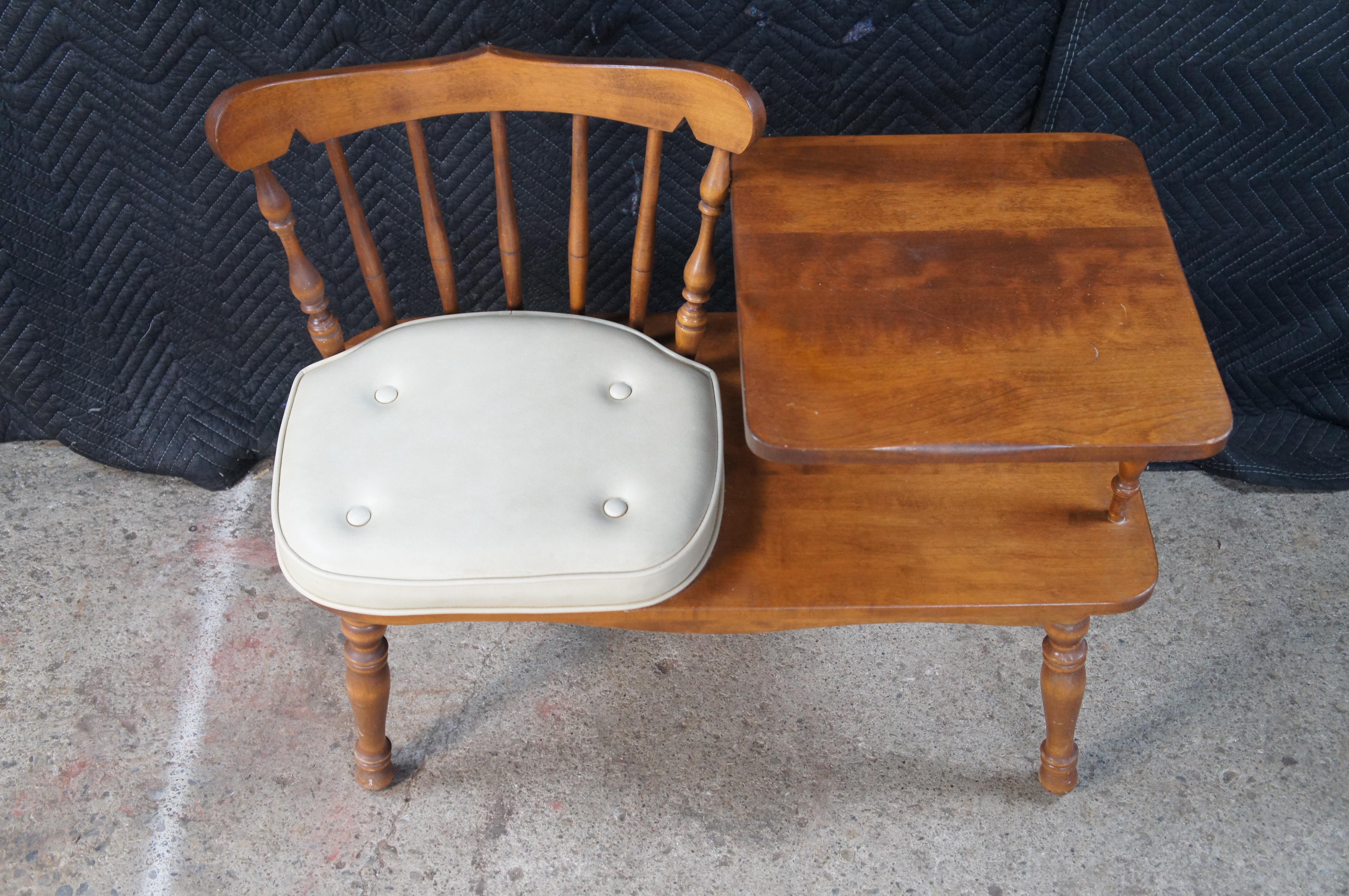 North American Mid Century George B Bent Maple Telephone Phone Gossip Bench Seat 34