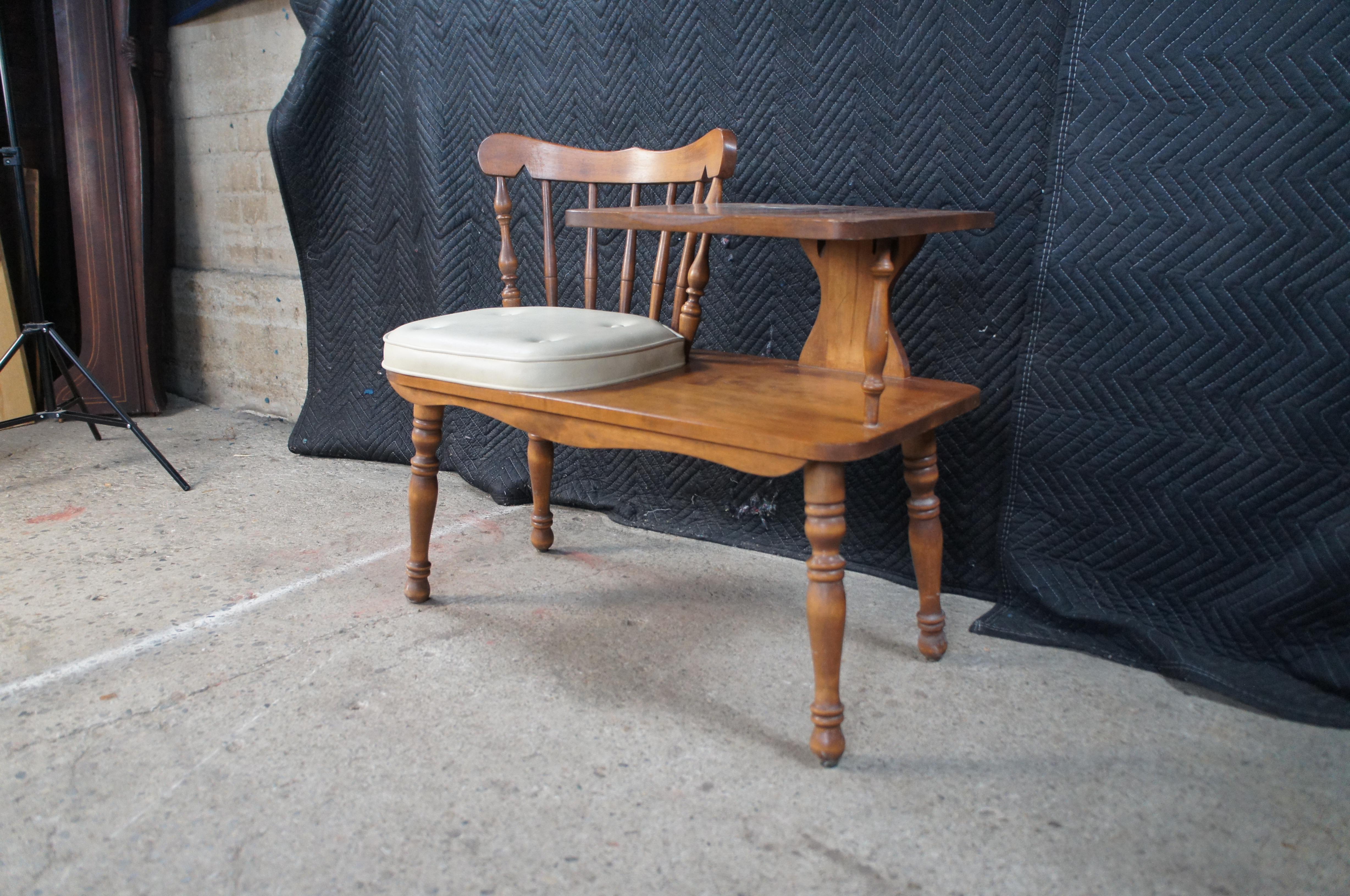 Mid Century George B Bent Maple Telephone Phone Gossip Bench Seat 34
