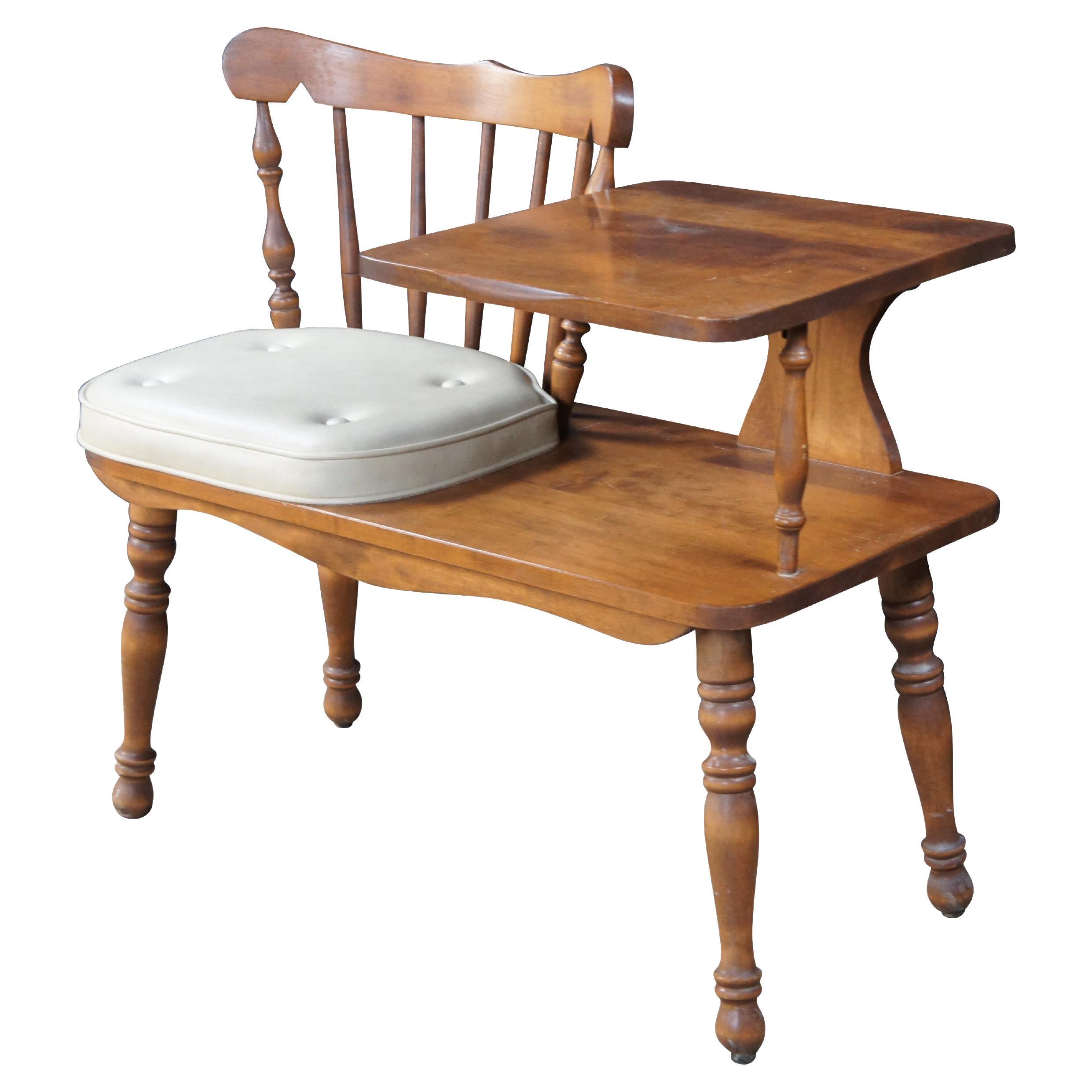 Mid Century George B Bent Maple Telephone Phone Gossip Bench Seat 34" For Sale