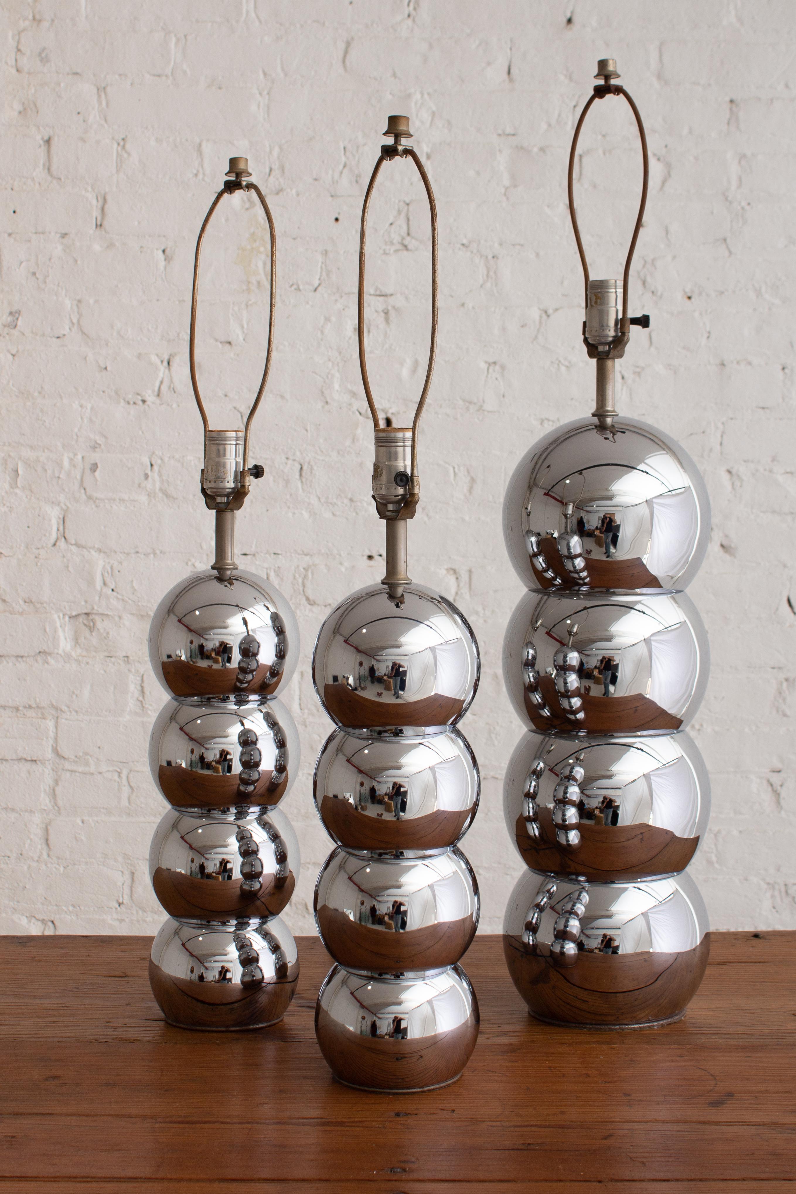 Mid Century George Kovacs Chrome 'Caterpillar' Lamps - a Pair 2