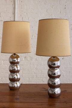 Mid Century George Kovacs Chrome 'Caterpillar' Lamps - a Pair