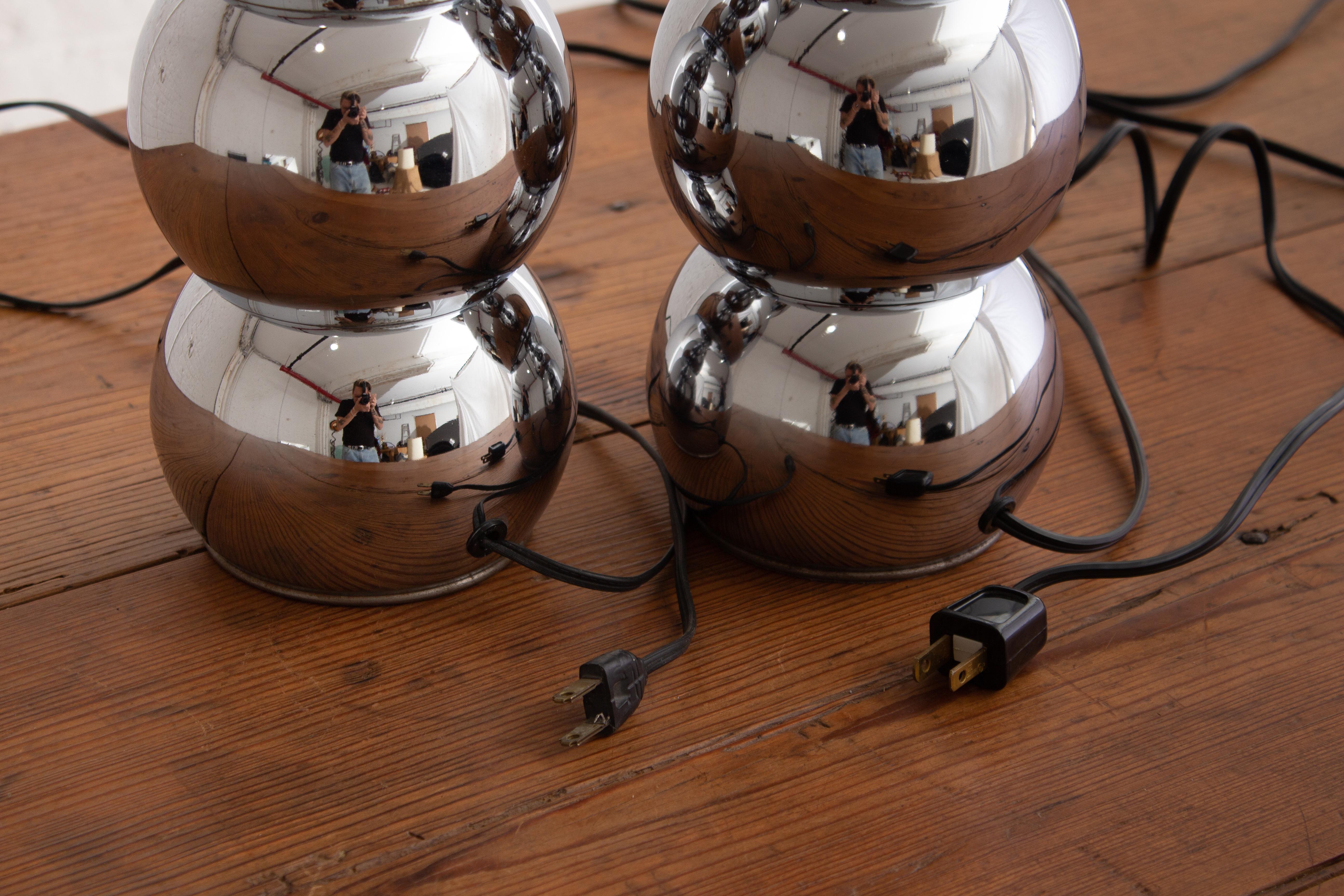 Mid Century George Kovacs Chrome 'Caterpillar' Lamps - a Pair In Good Condition In Brooklyn, NY