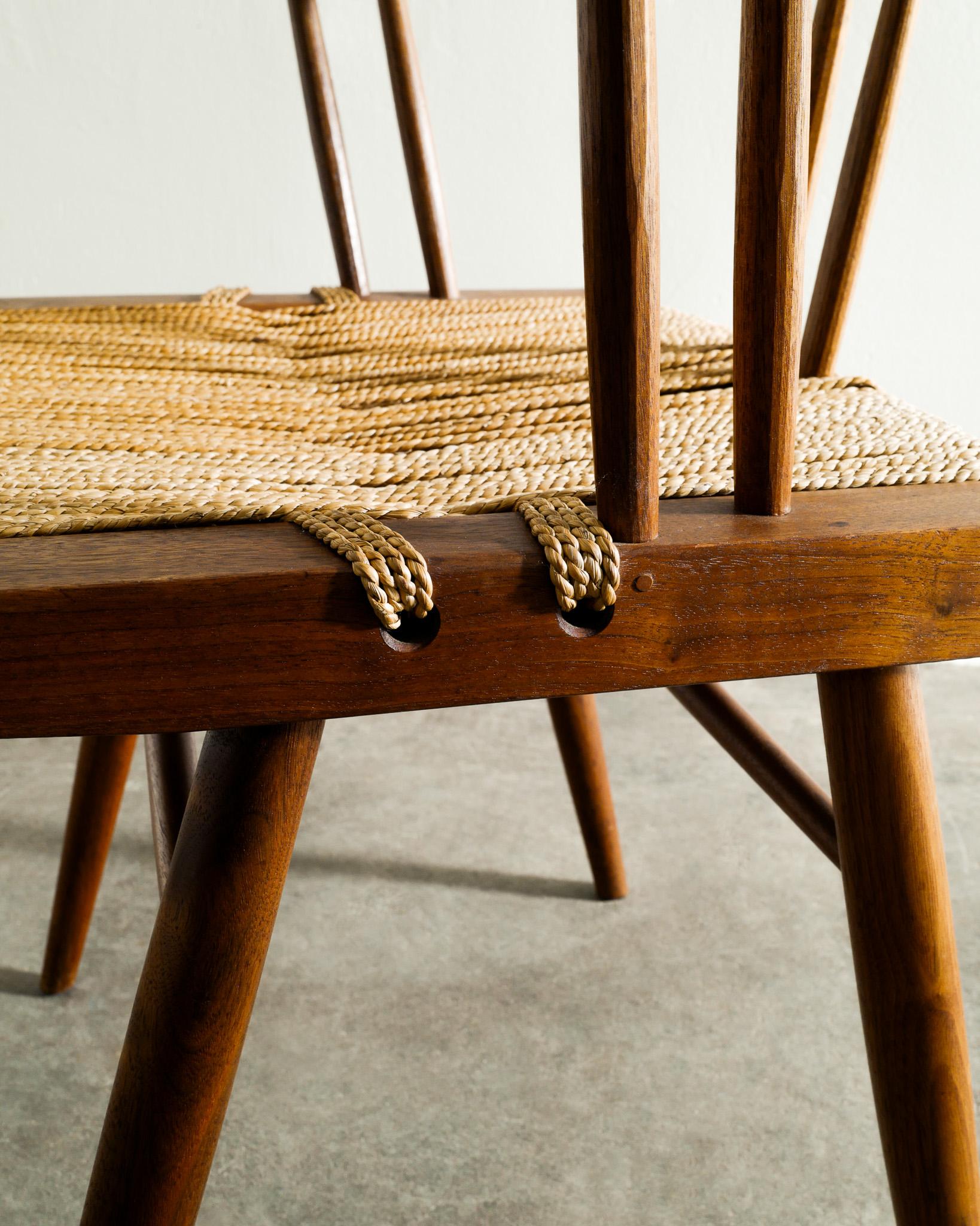 Mid-20th Century Mid Century George Nakashima Grass Straw Chair in Walnut Produced in 1960s  For Sale