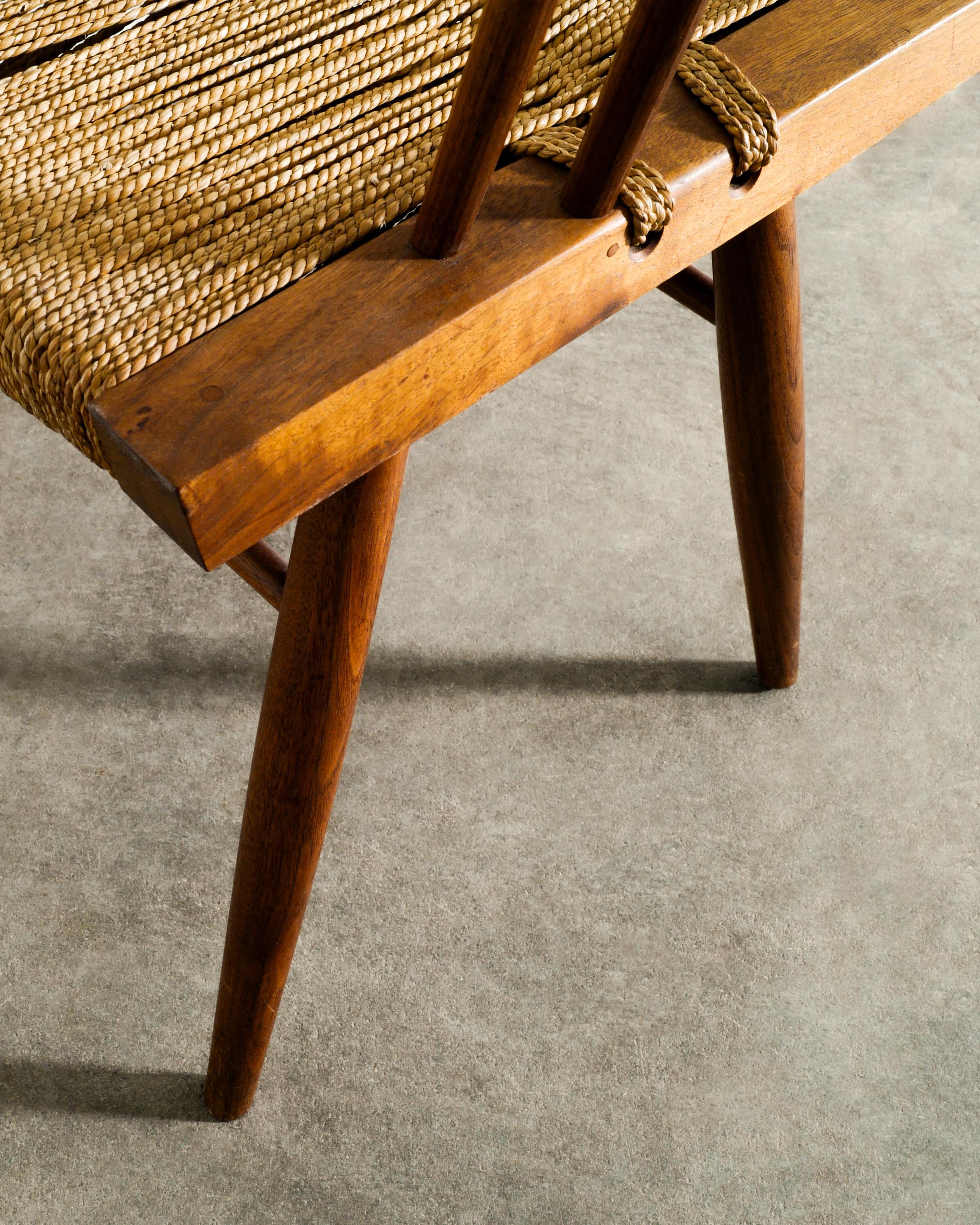 Mid Century George Nakashima Grass Straw Chair in Walnut Produced in 1960s  For Sale 2