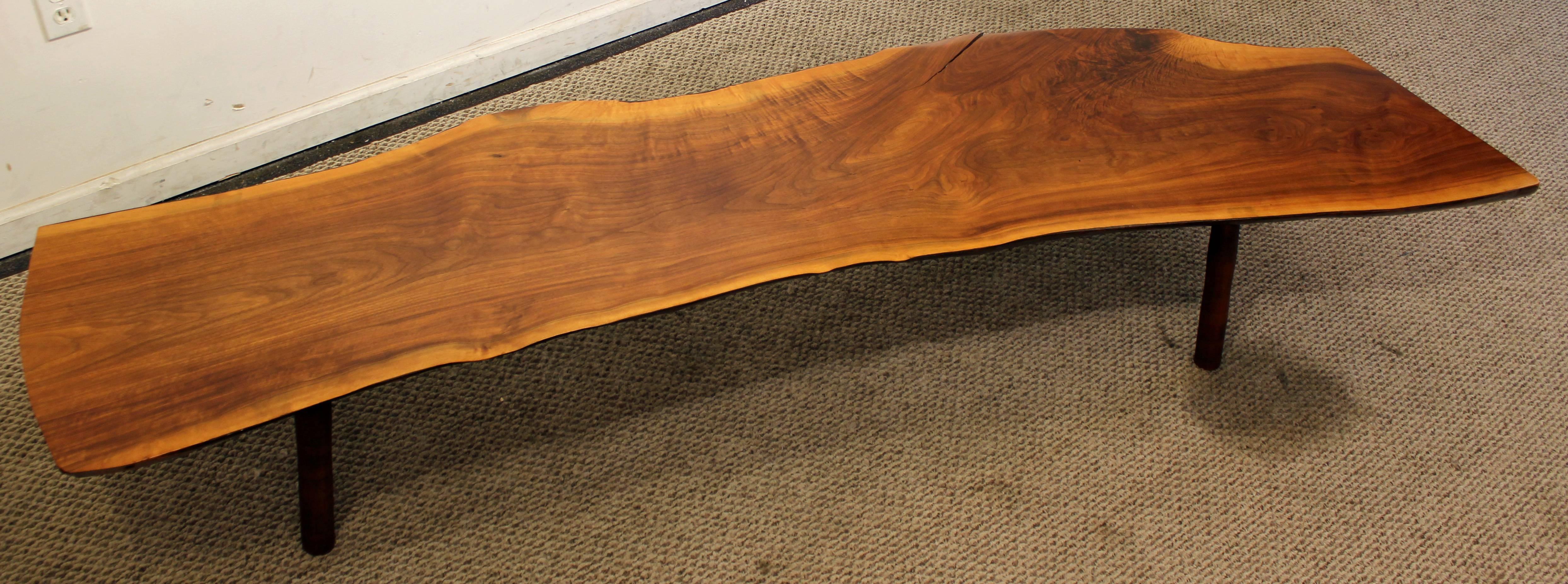 Mid-Century Modern Mid Century Modern Nakashima Style Live Edge Walnut Slab Studio Coffee Table