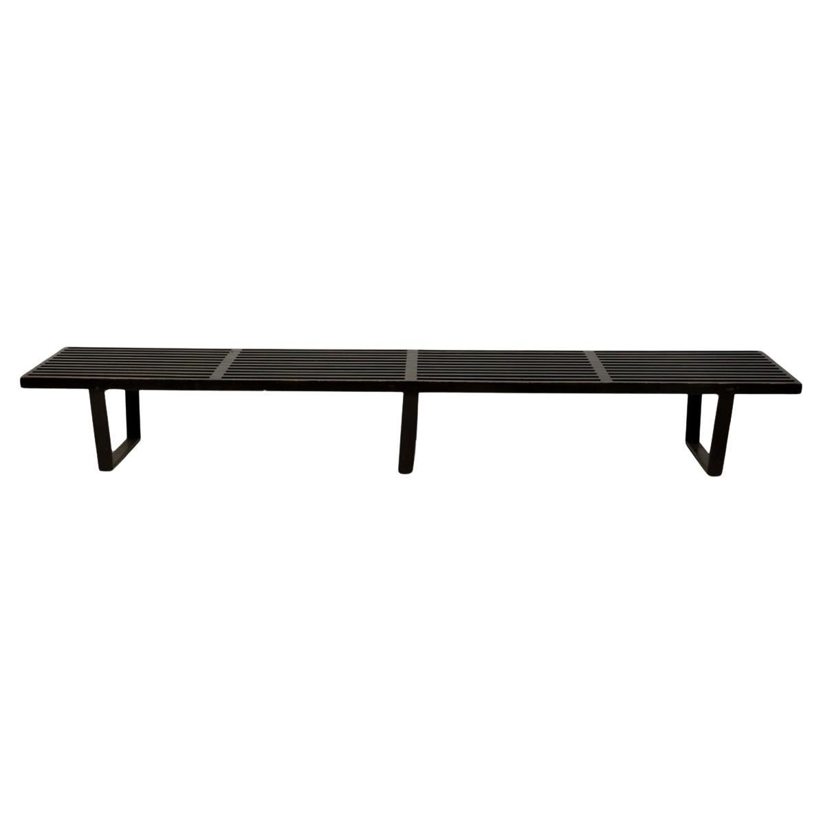 Mid century George Nelson early slatted platform bench black lacquer For Sale