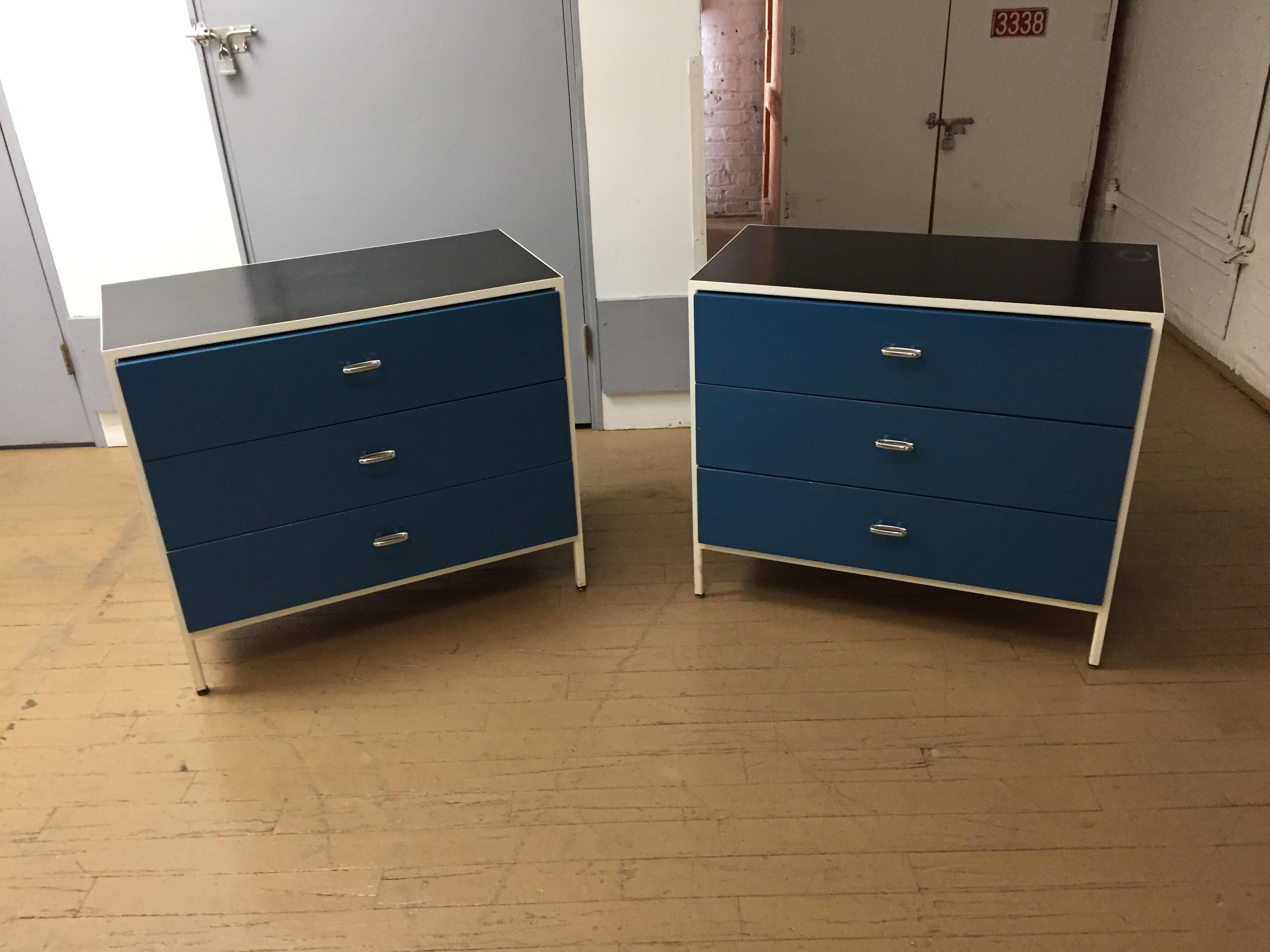 Mid-Century Modern George Nelson for Herman Miller Blue Steel Frame Chests 7