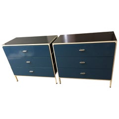 Mid-Century Modern George Nelson for Herman Miller Blue Steel Frame Chests