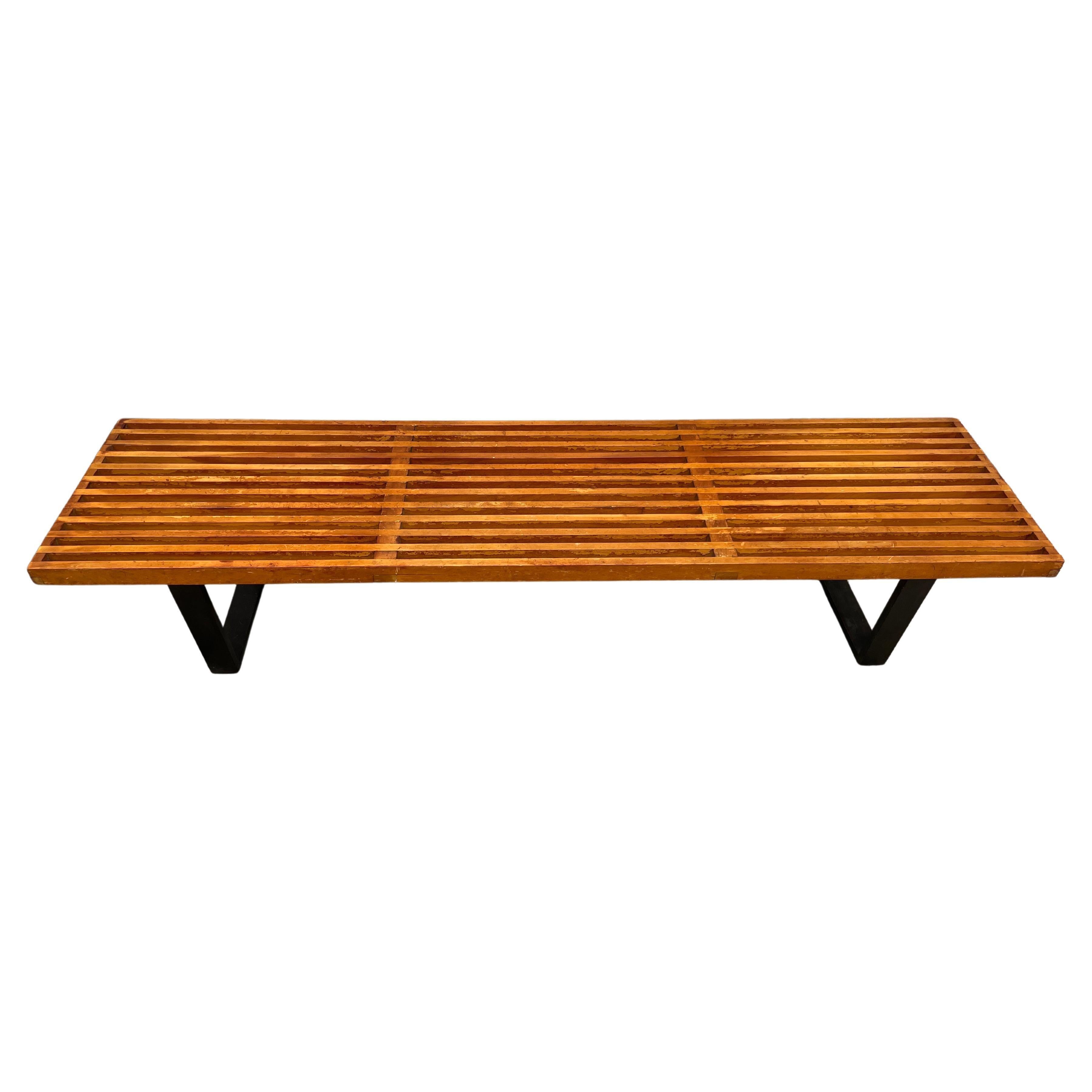 Mid Century George Nelson for Herman Miller Slatted Bench Maple Blonde
