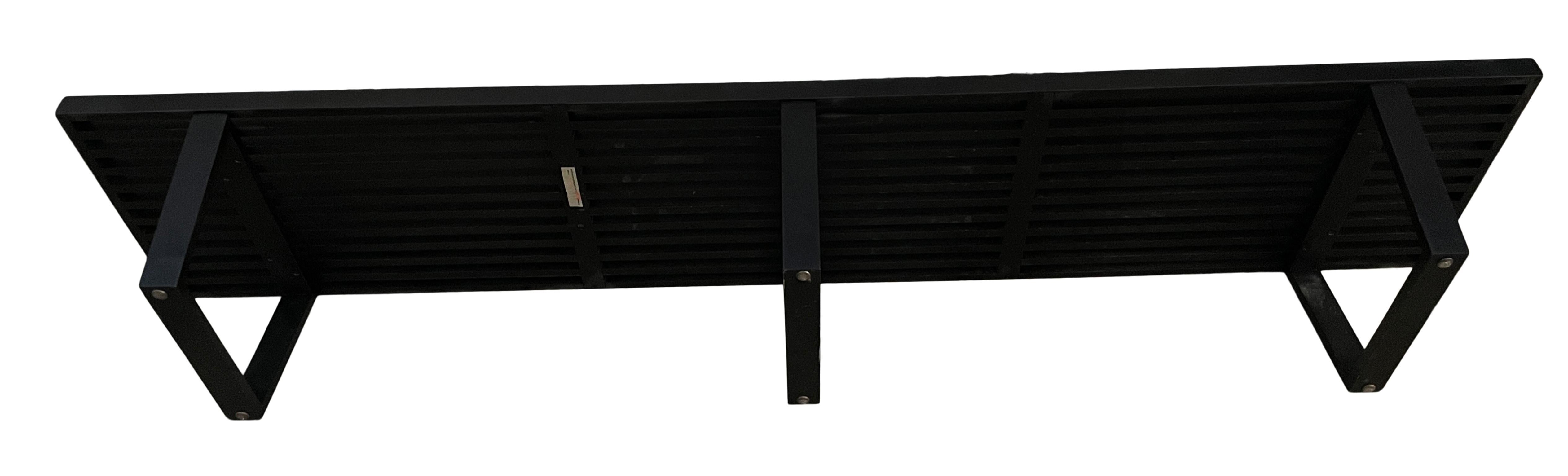 Mid Century George Nelson Herman Miller Long Slatted Bench Black Lacquer In Good Condition In BROOKLYN, NY