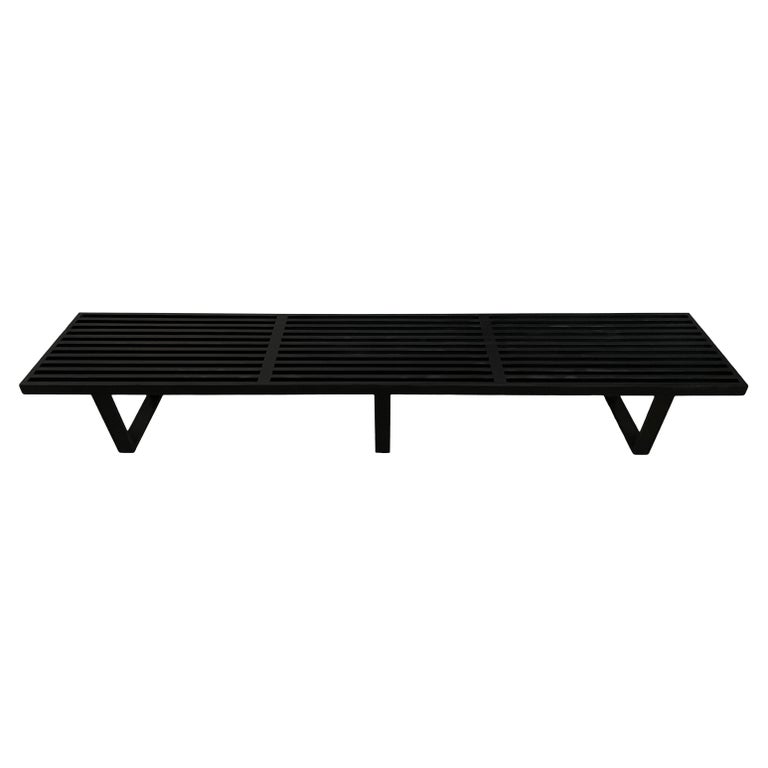 Mid Century George Nelson Herman Miller Long Slatted Bench Black Lacquer