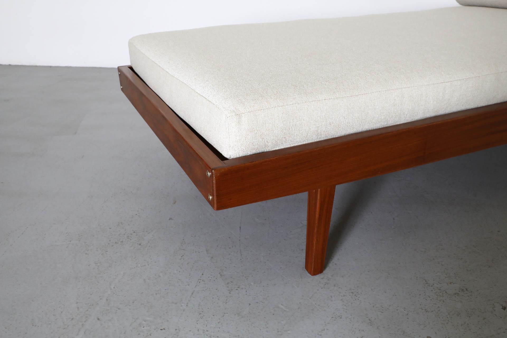 Mid-Century George Nelson Inspired Teak Daybed with New Beige Mattress & Bolster 2