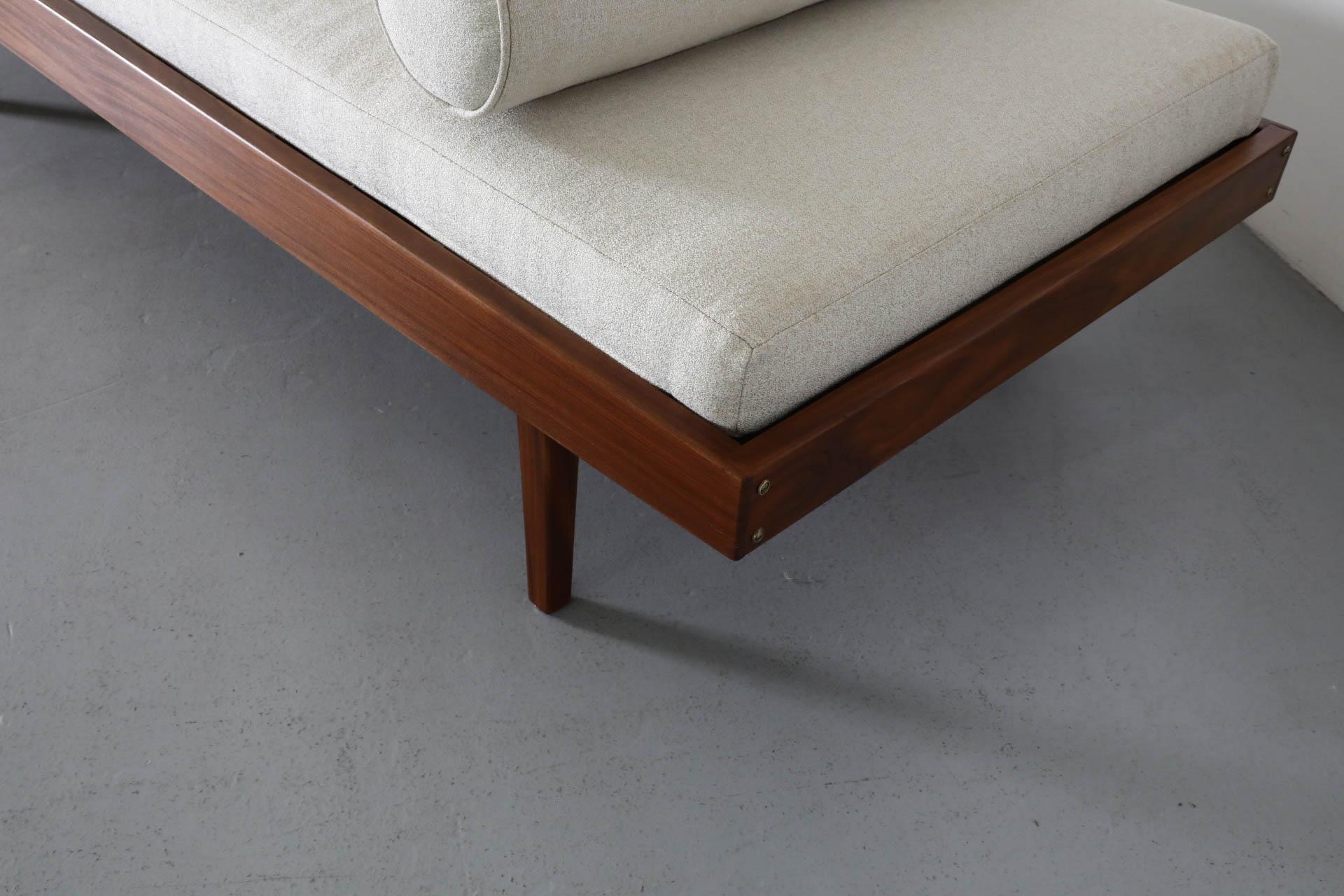 Mid-Century George Nelson Inspired Teak Daybed with New Beige Mattress & Bolster 3