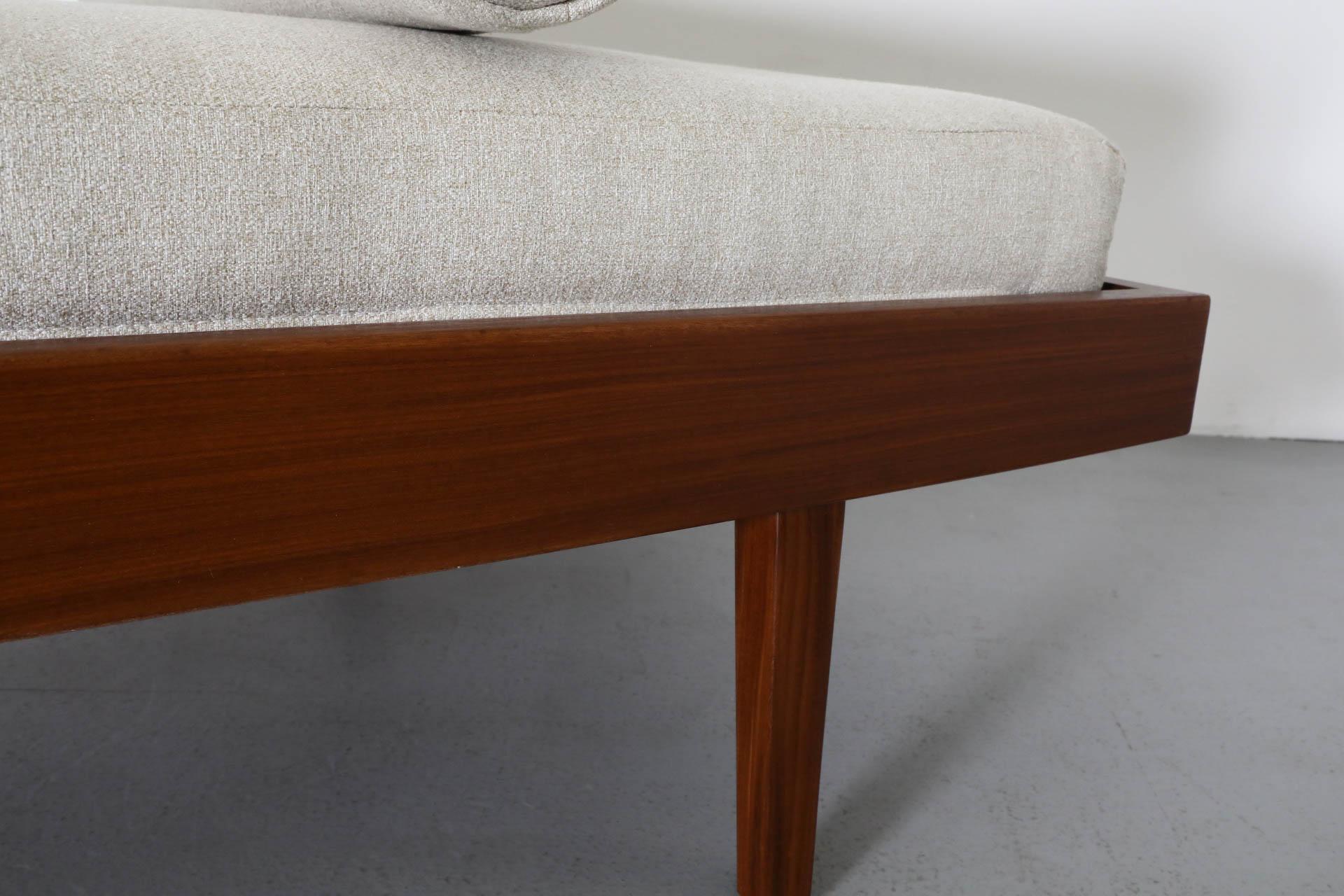 Mid-Century George Nelson Inspired Teak Daybed with New Beige Mattress & Bolster 6