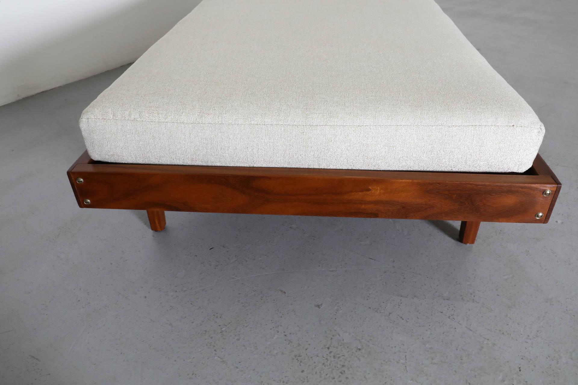 Mid-Century George Nelson Inspired Teak Daybed with New Beige Mattress & Bolster 8