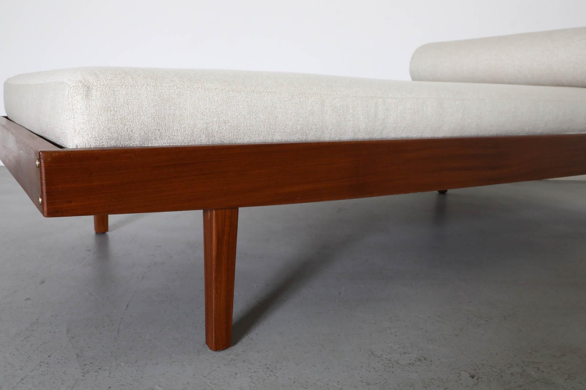 Mid-Century George Nelson Inspired Teak Daybed with New Beige Mattress & Bolster 9