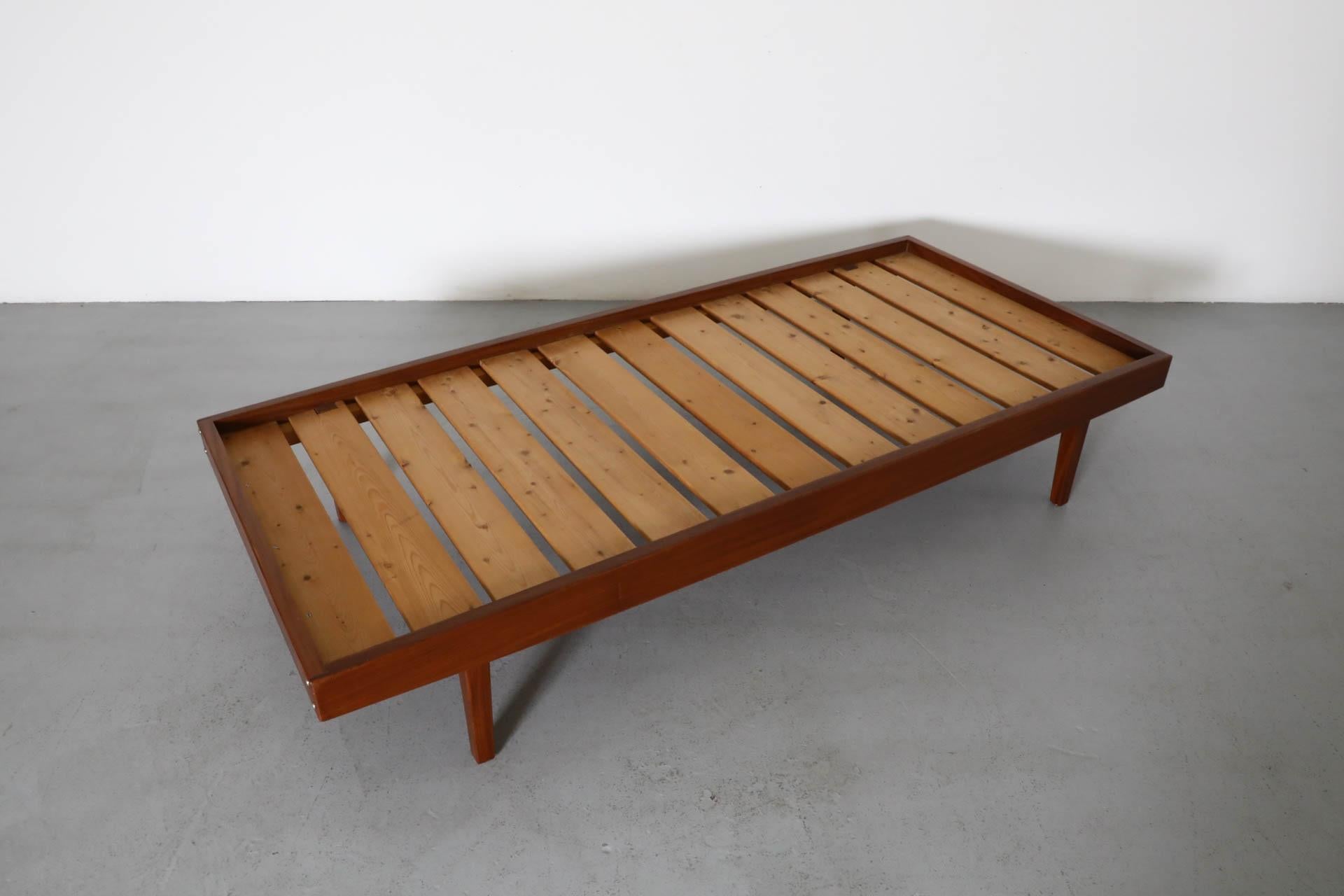 Mid-Century George Nelson Inspired Teak Daybed with New Beige Mattress & Bolster 10