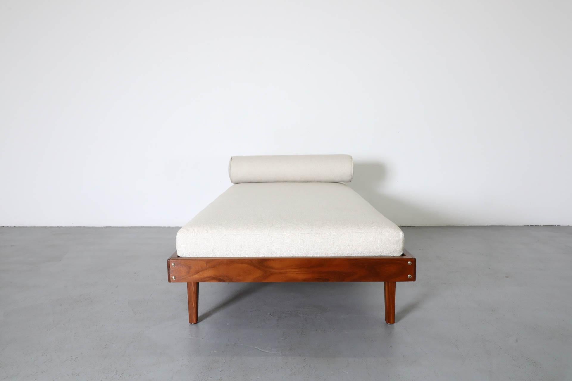 20th Century Mid-Century George Nelson Inspired Teak Daybed with New Beige Mattress & Bolster