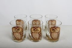 Mid-Century Georges Briard 22k Gold Owl Rocks Glasses - Set of 6, c. 1960s