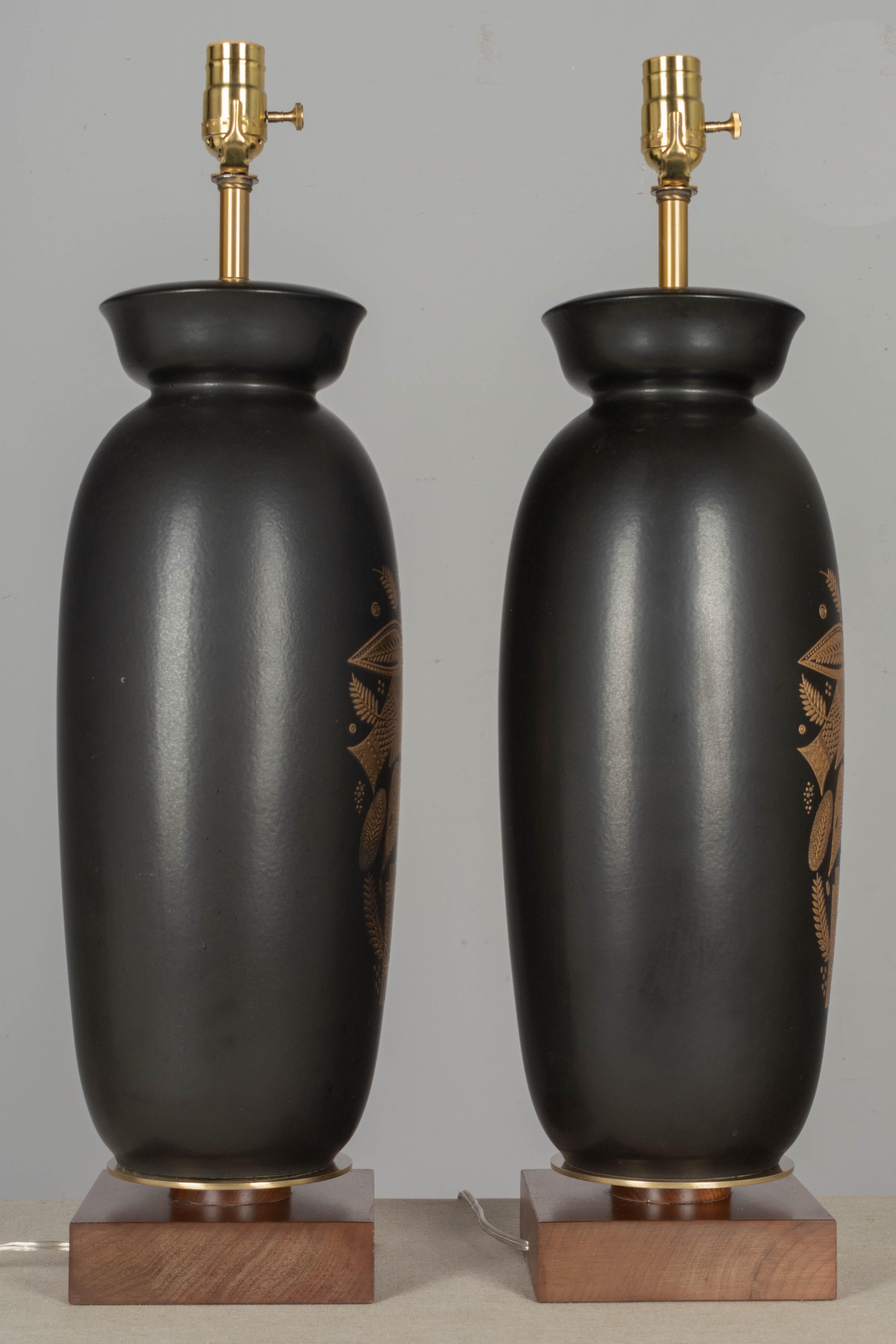 Paire de lampes en céramique Georges Briard du milieu du siècle dernier en vente 3