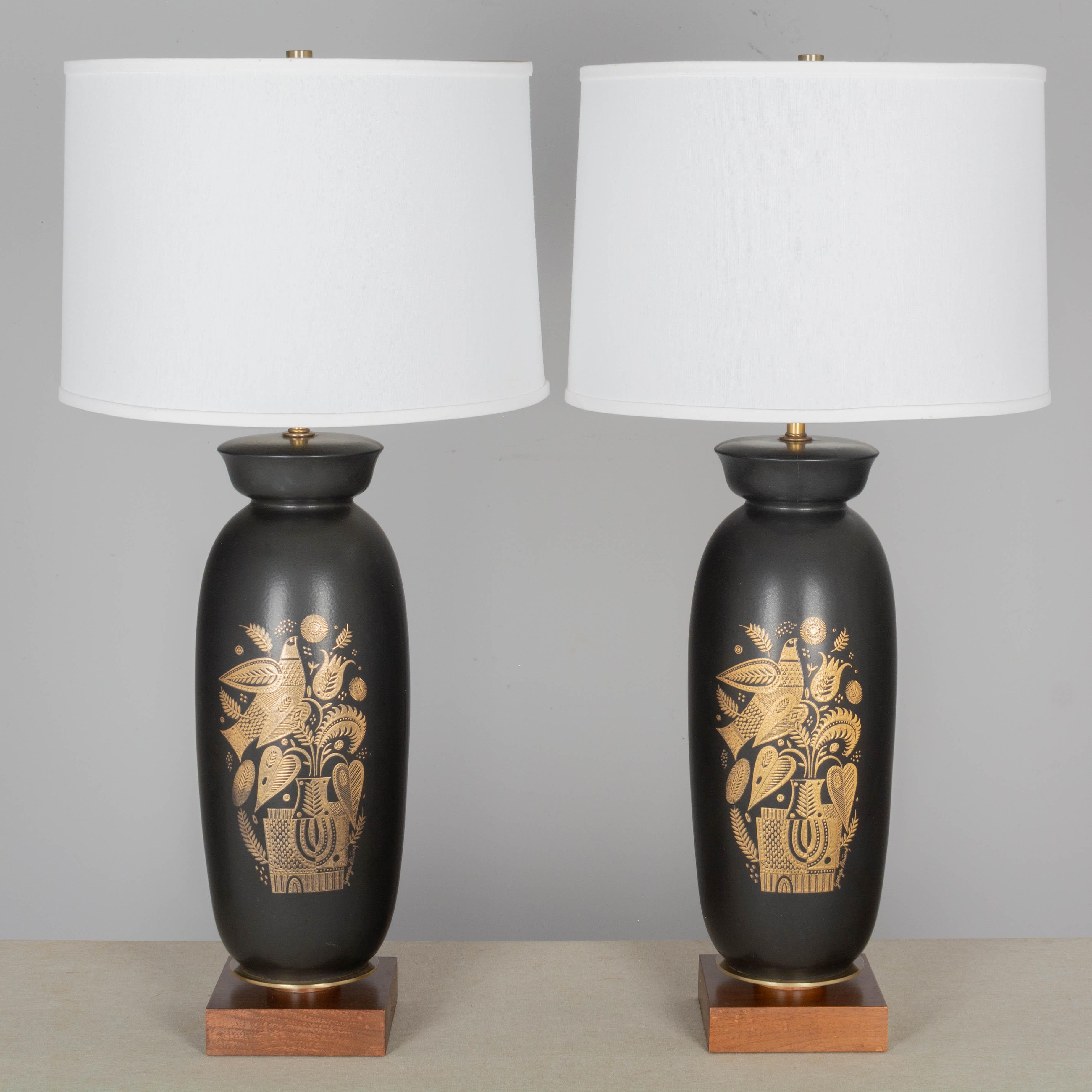 Mid-Century Modern Mid Century Georges Briard Ceramic Lamps Pair For Sale