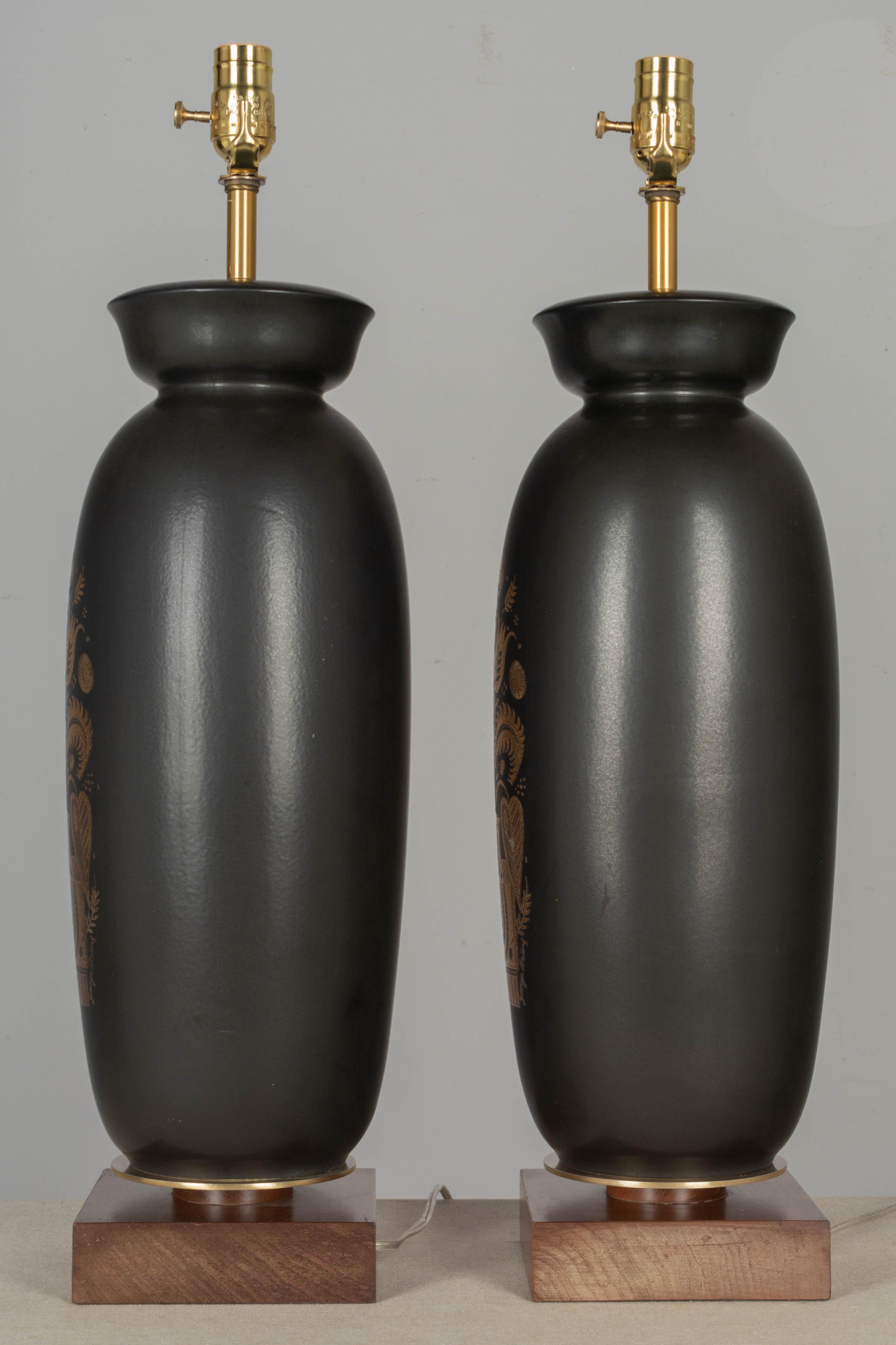 Mid Century Georges Briard Ceramic Lamps Pair For Sale 1