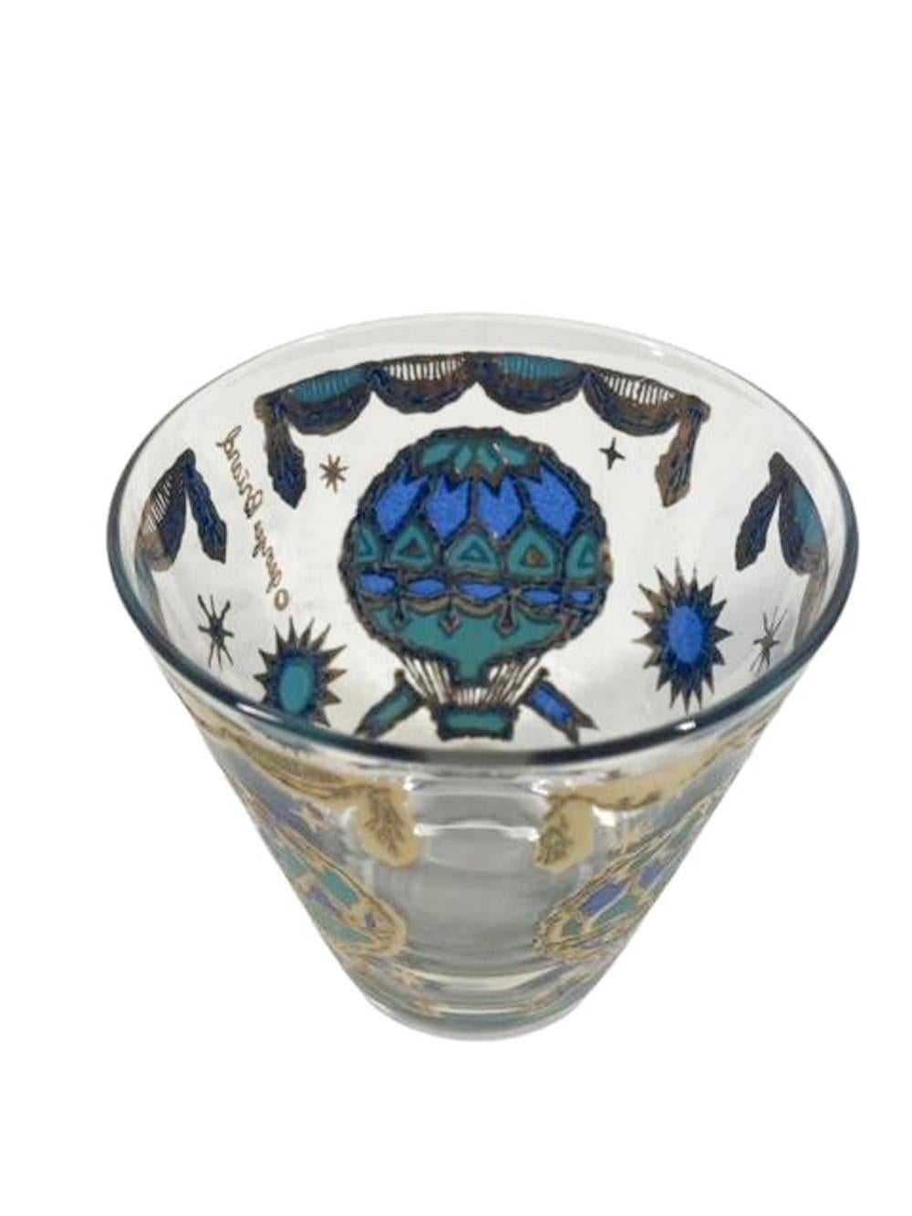 Mid-Century Modern Mid-Century Georges Briard Hot Air Balloon Double Old Fashioned Glasses For Sale